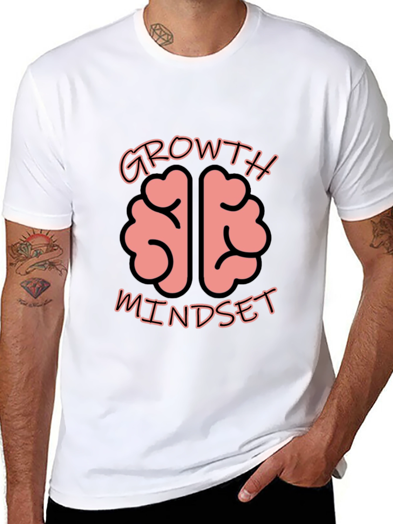 Growth Mindset Brain Graphic Tee - Unisex Black T-Shirt