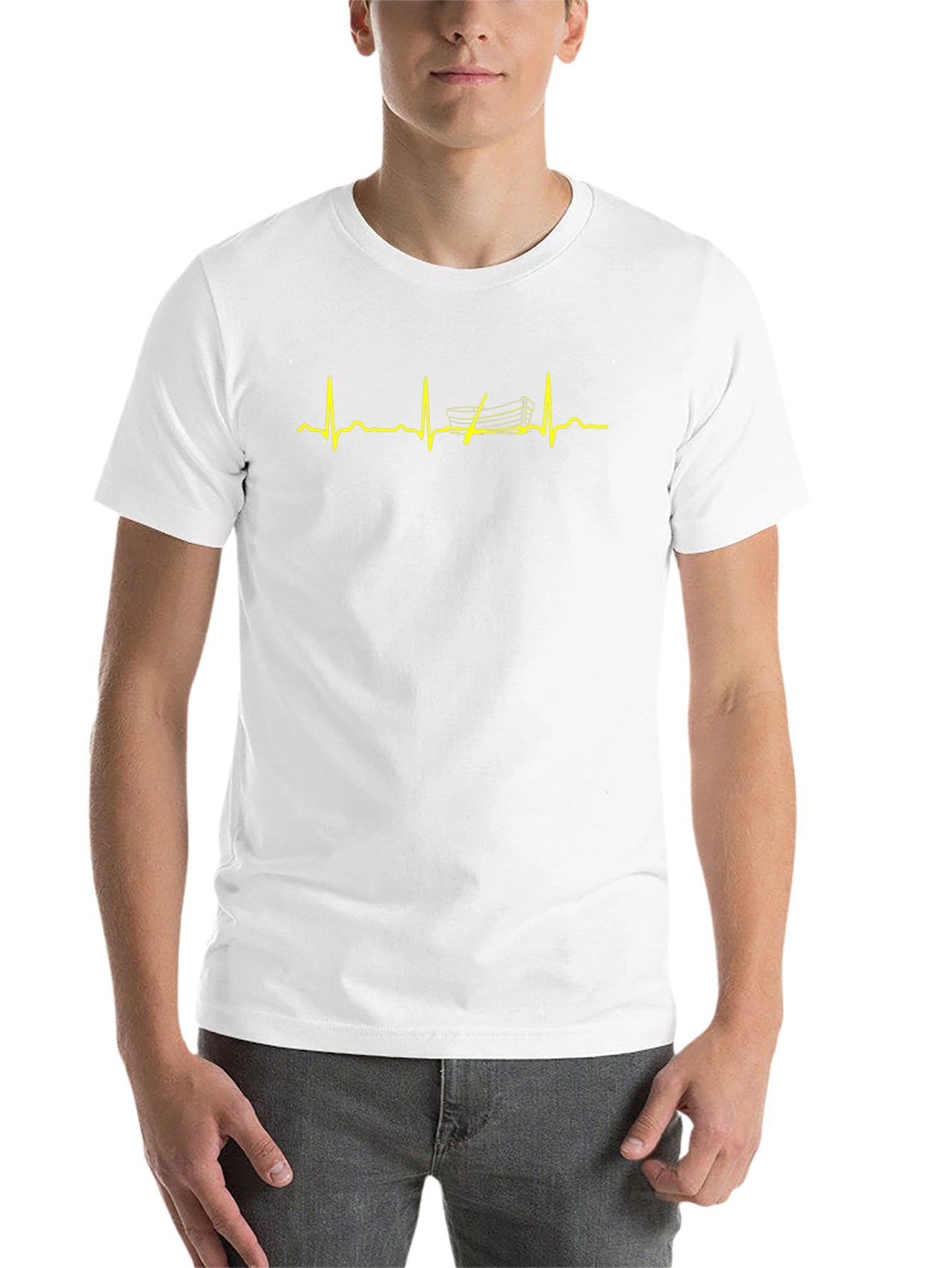 Heartbeat Boat T-Shirt - Black Crew Neck Tee