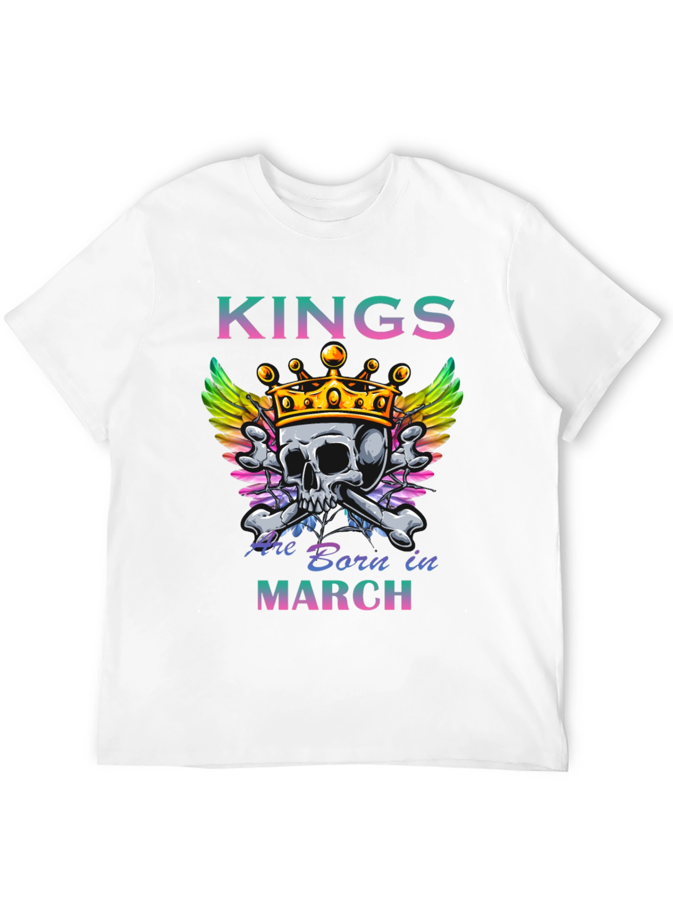 Kings Are Born in March Skull Graphic T-Shirt