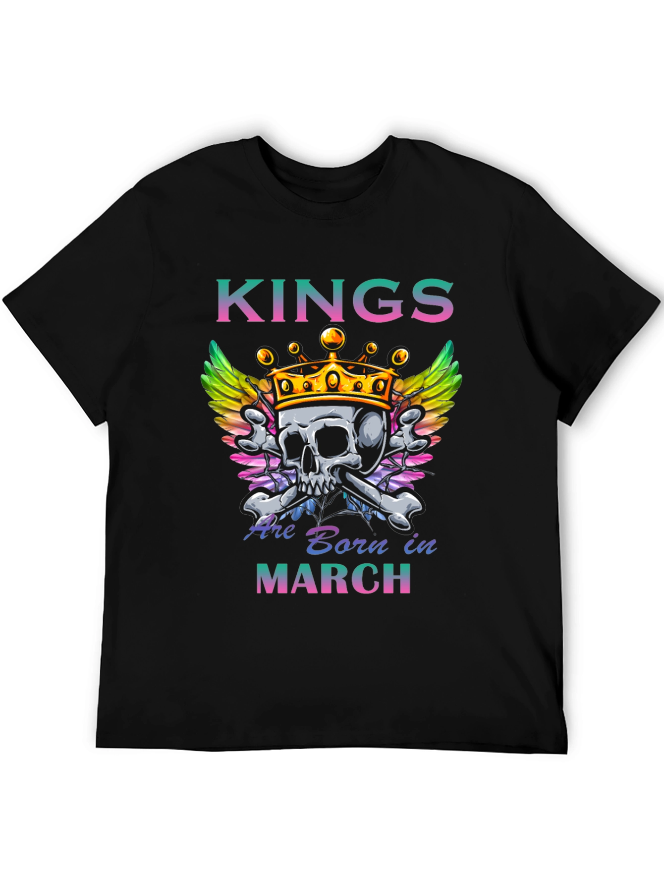 Kings Are Born in March Skull Graphic T-Shirt