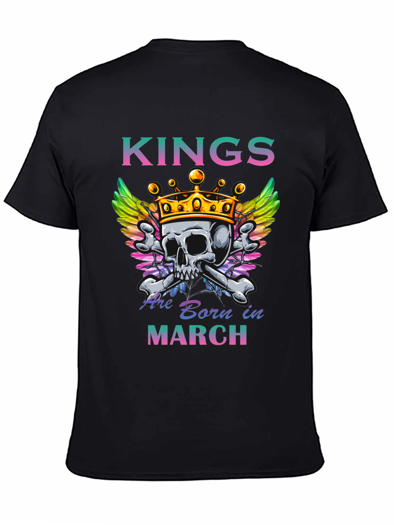 Kings Are Born in March Skull Graphic T-Shirt