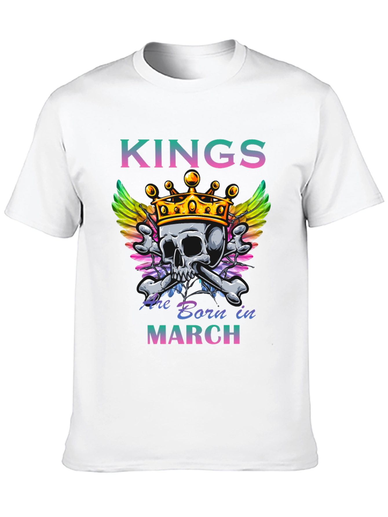 Kings Are Born in March Skull Graphic T-Shirt