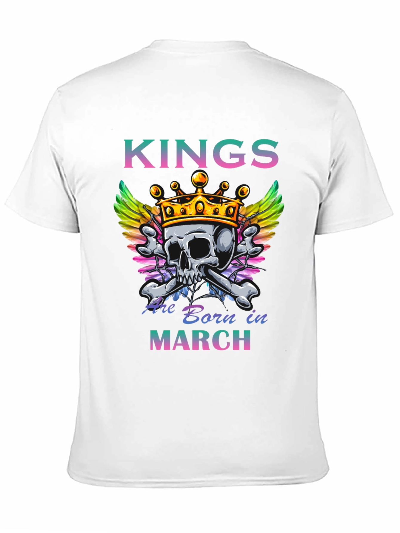 Kings Are Born in March Skull Graphic T-Shirt