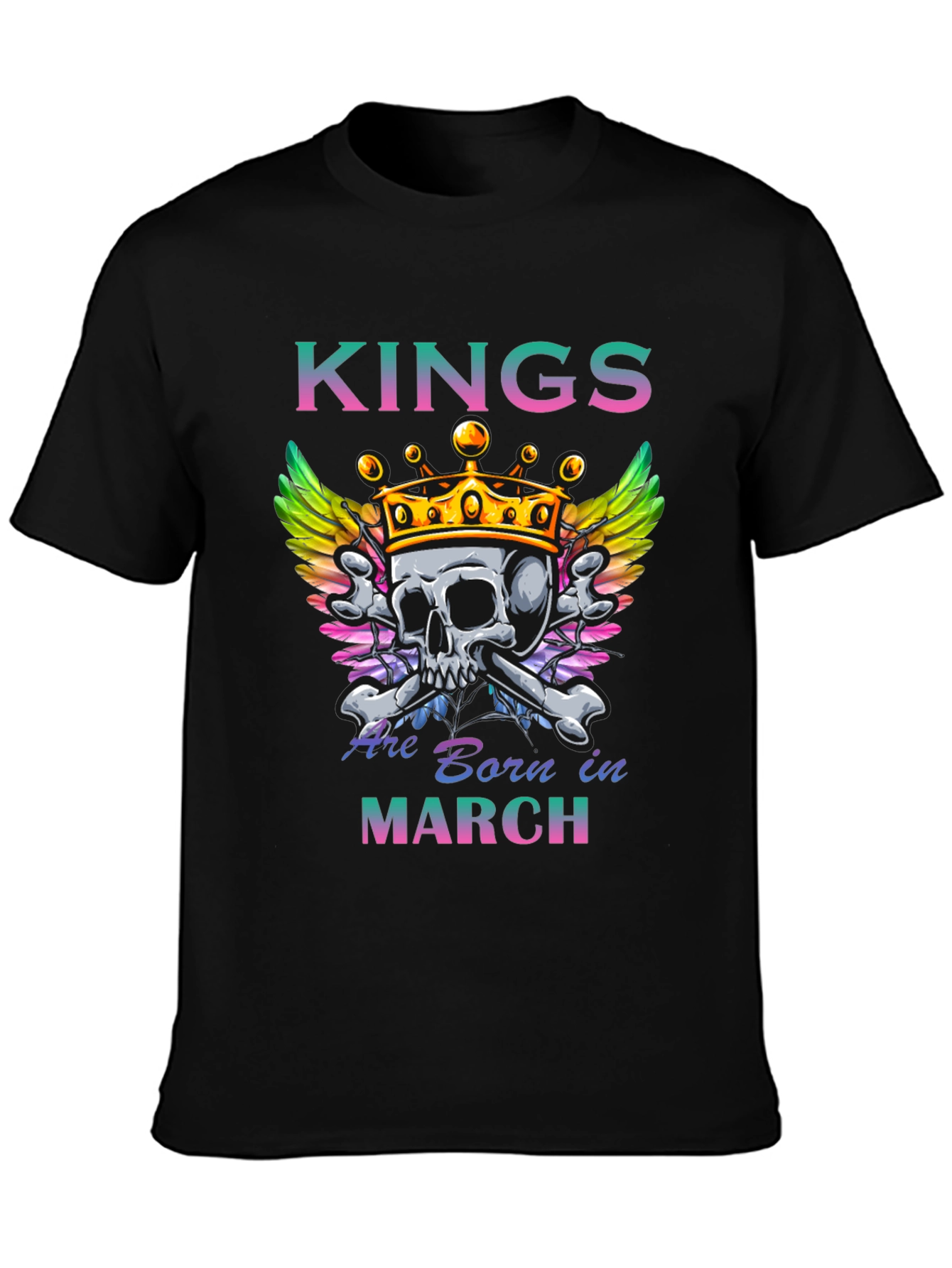 Kings Are Born in March Skull Graphic T-Shirt