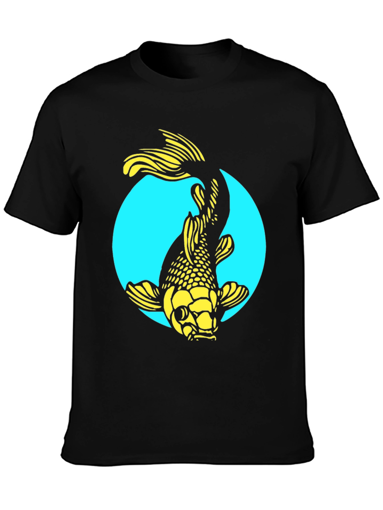 Koi Fish Graphic Tee - Stylish Black Cotton T-Shirt