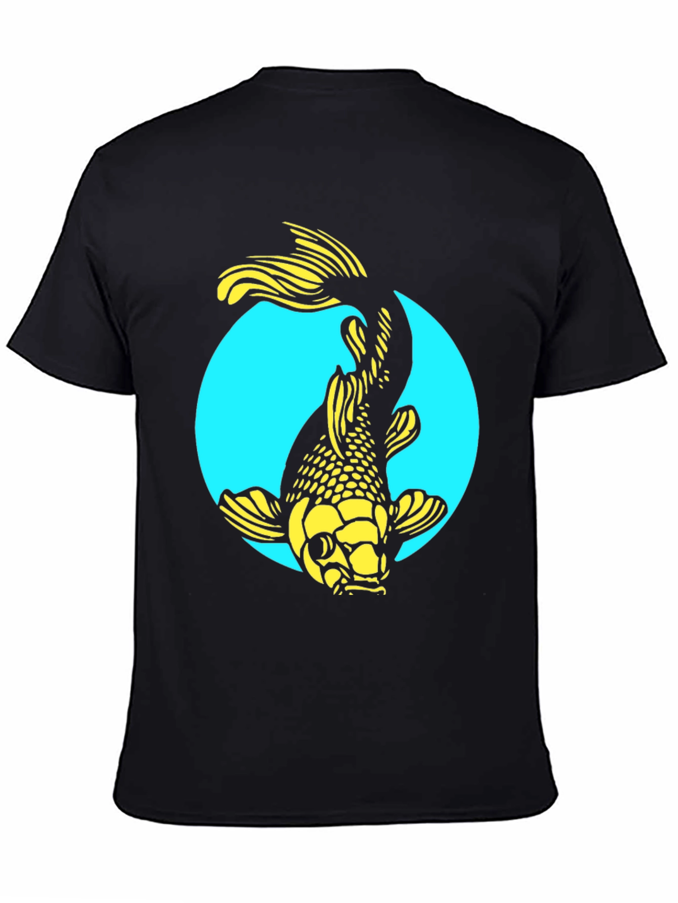 Koi Fish Graphic Tee - Stylish Black Cotton T-Shirt