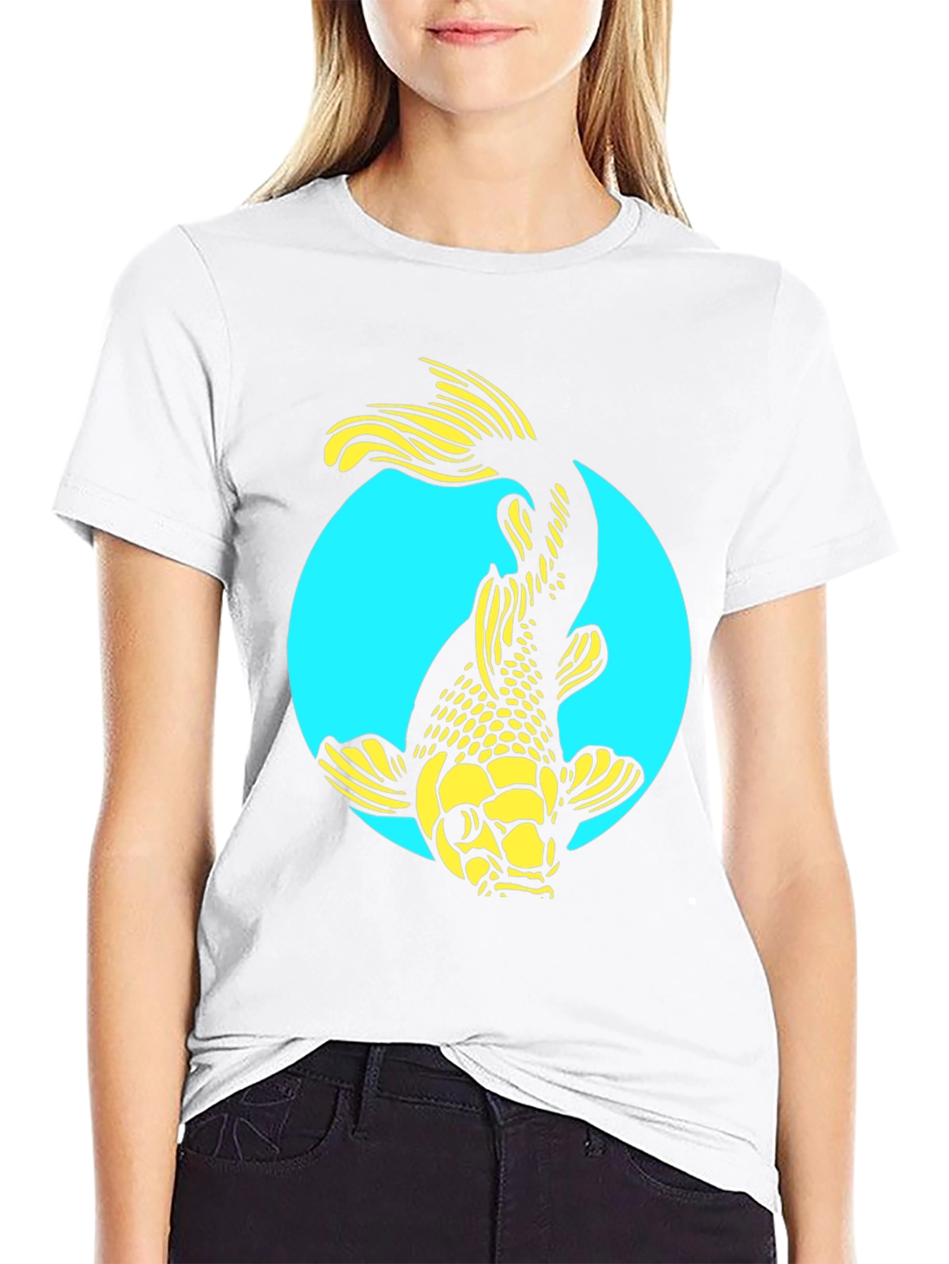 Koi Fish Graphic Tee - Stylish Black Cotton T-Shirt