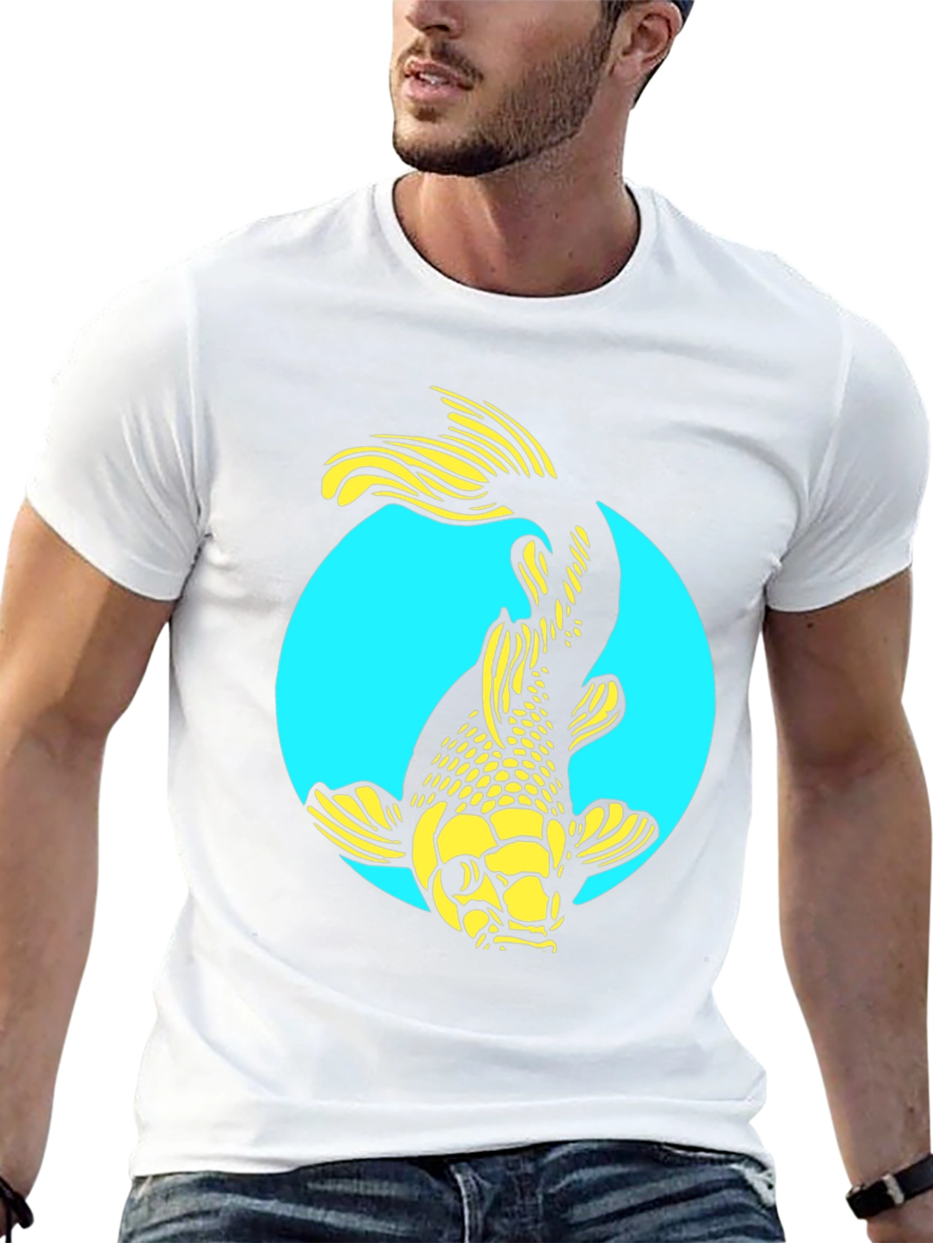 Koi Fish Graphic Tee - Stylish Black Cotton T-Shirt
