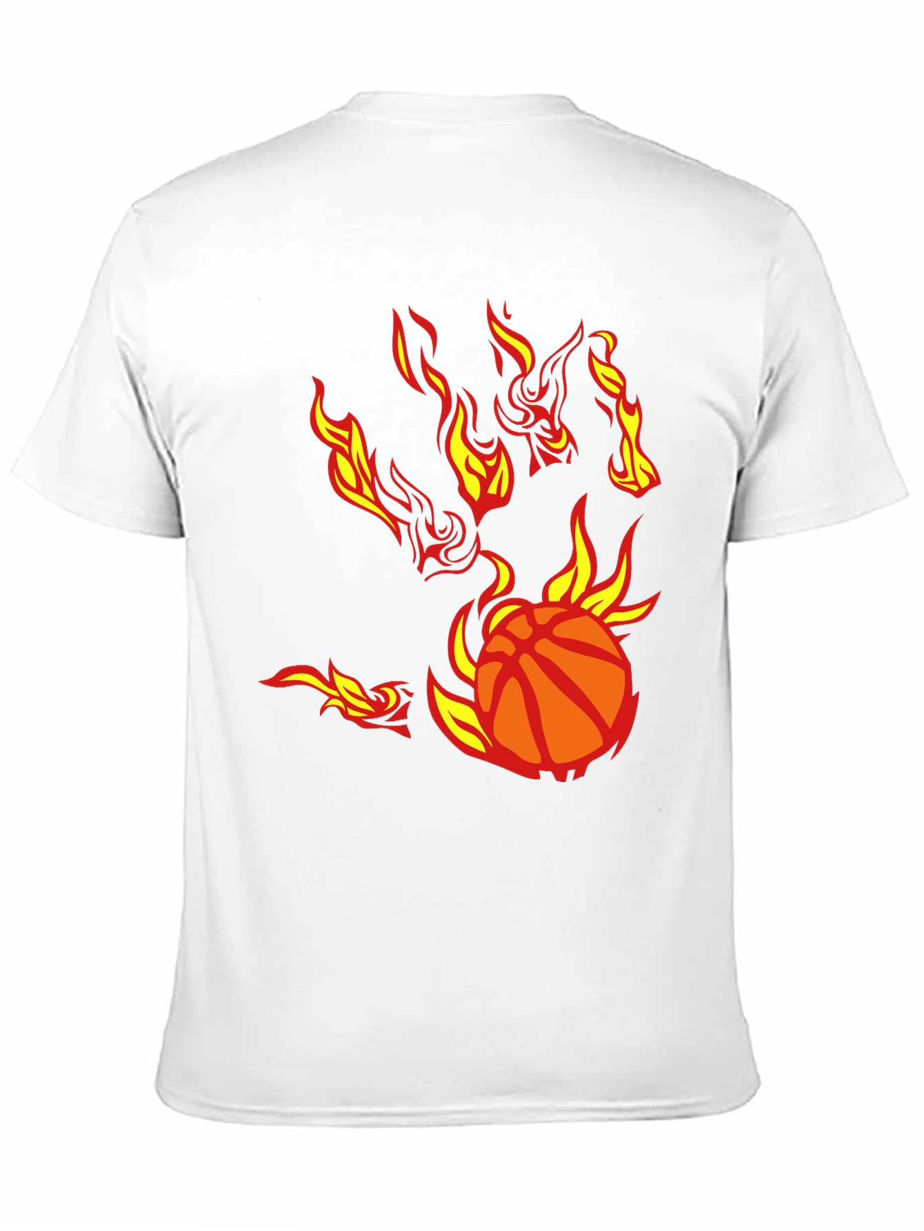 Flaming Basketball Graphic T-Shirt - Black Cotton Tee