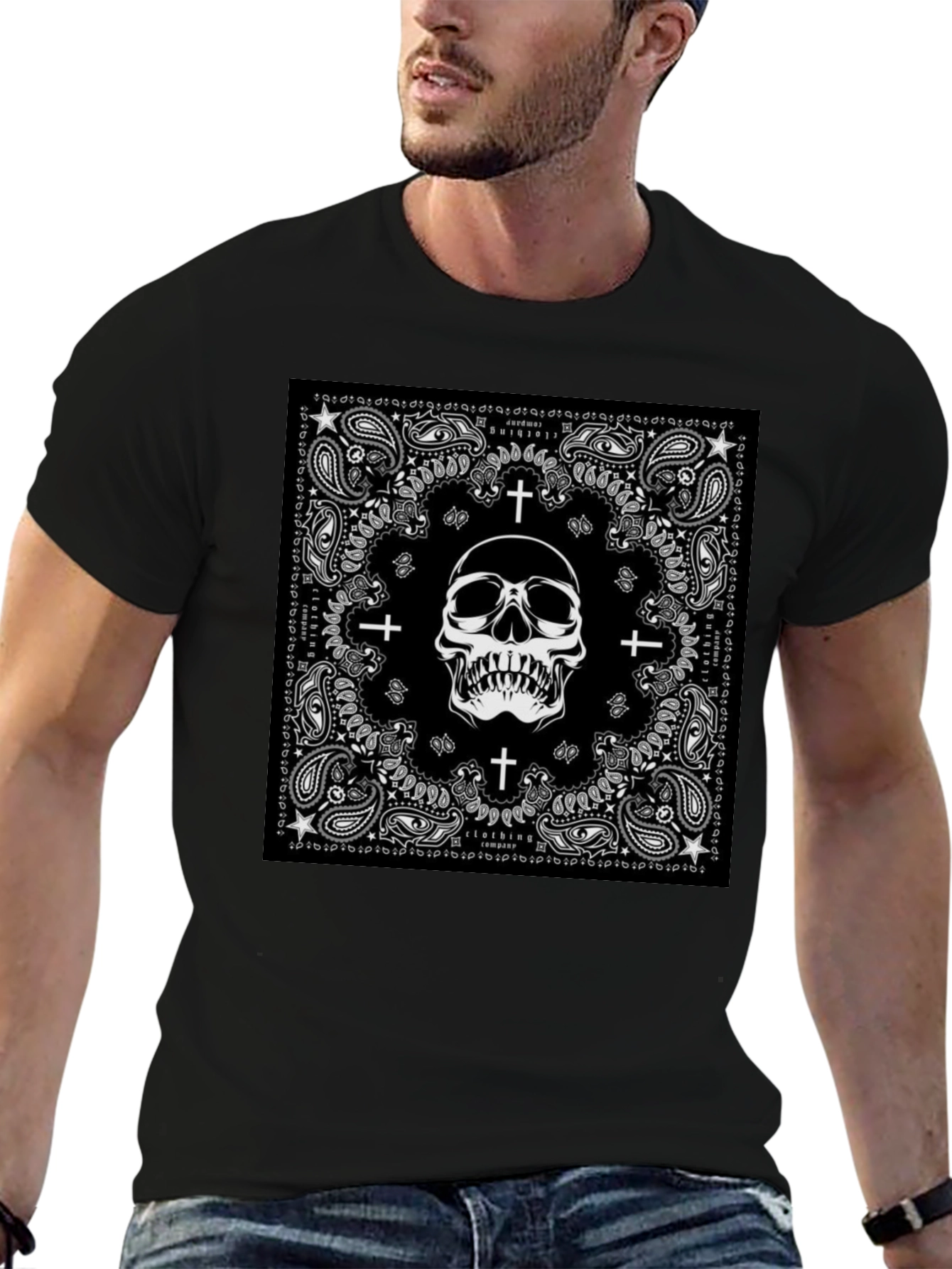 Skull Bandana Black T-Shirt
