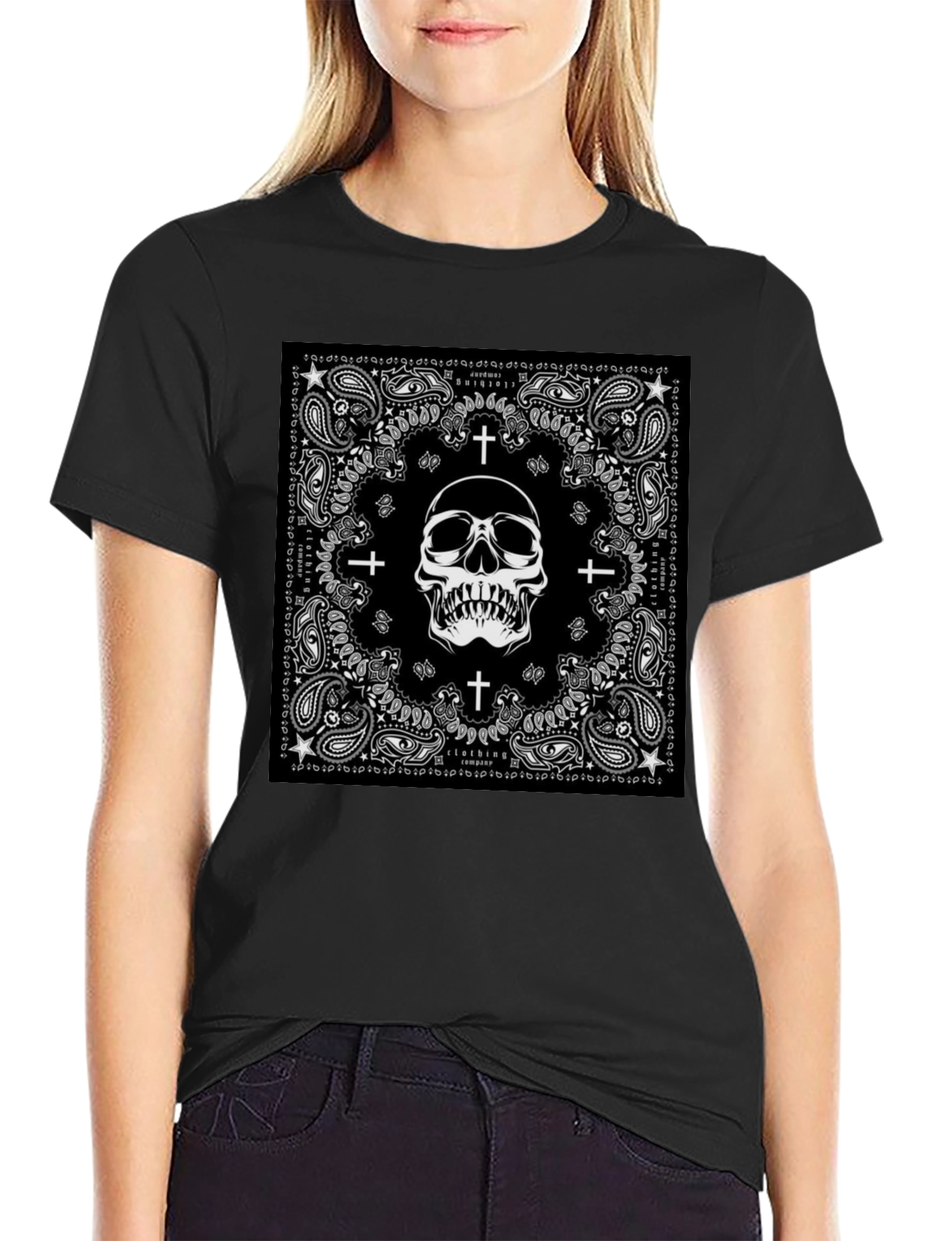 Skull Bandana Black T-Shirt