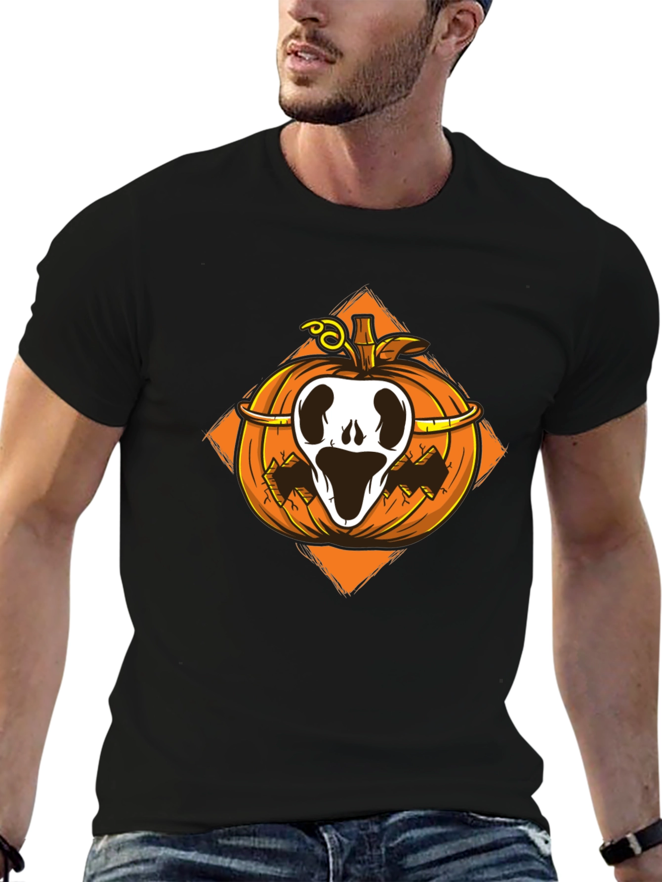Halloween Pumpkin Skull T-Shirt - Spooky Season