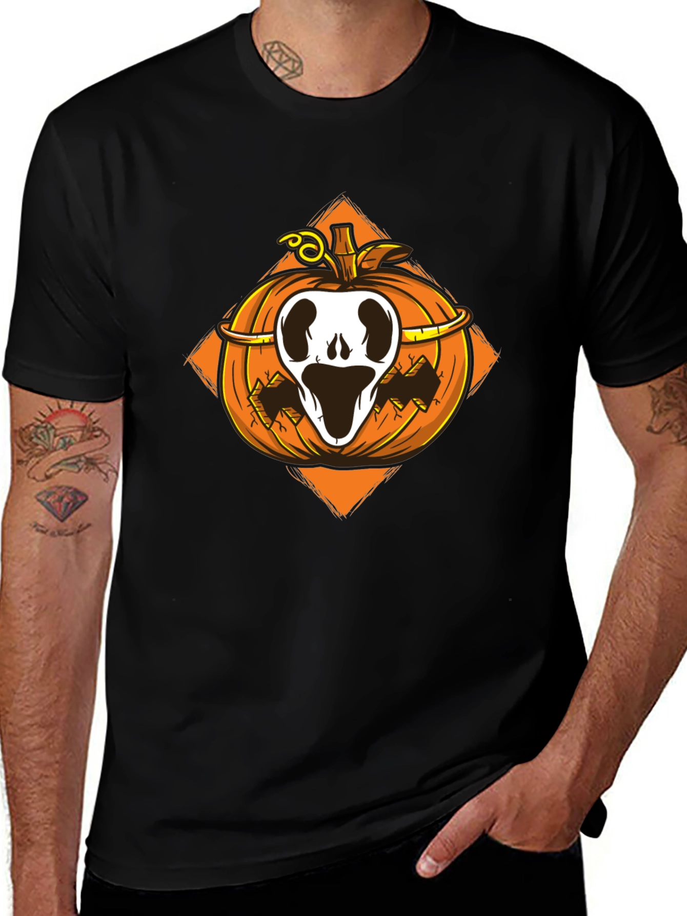 Halloween Pumpkin Skull T-Shirt - Spooky Season