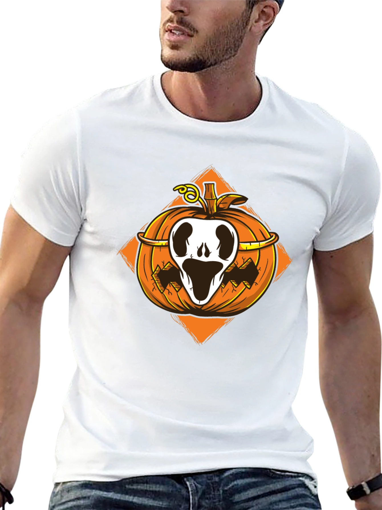 Halloween Pumpkin Skull T-Shirt - Spooky Season