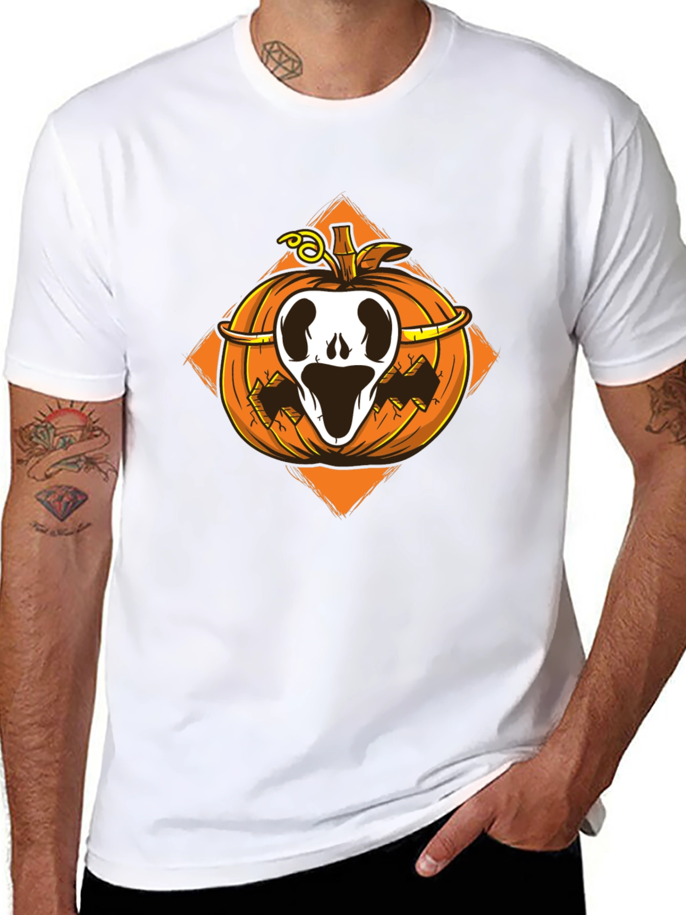 Halloween Pumpkin Skull T-Shirt - Spooky Season