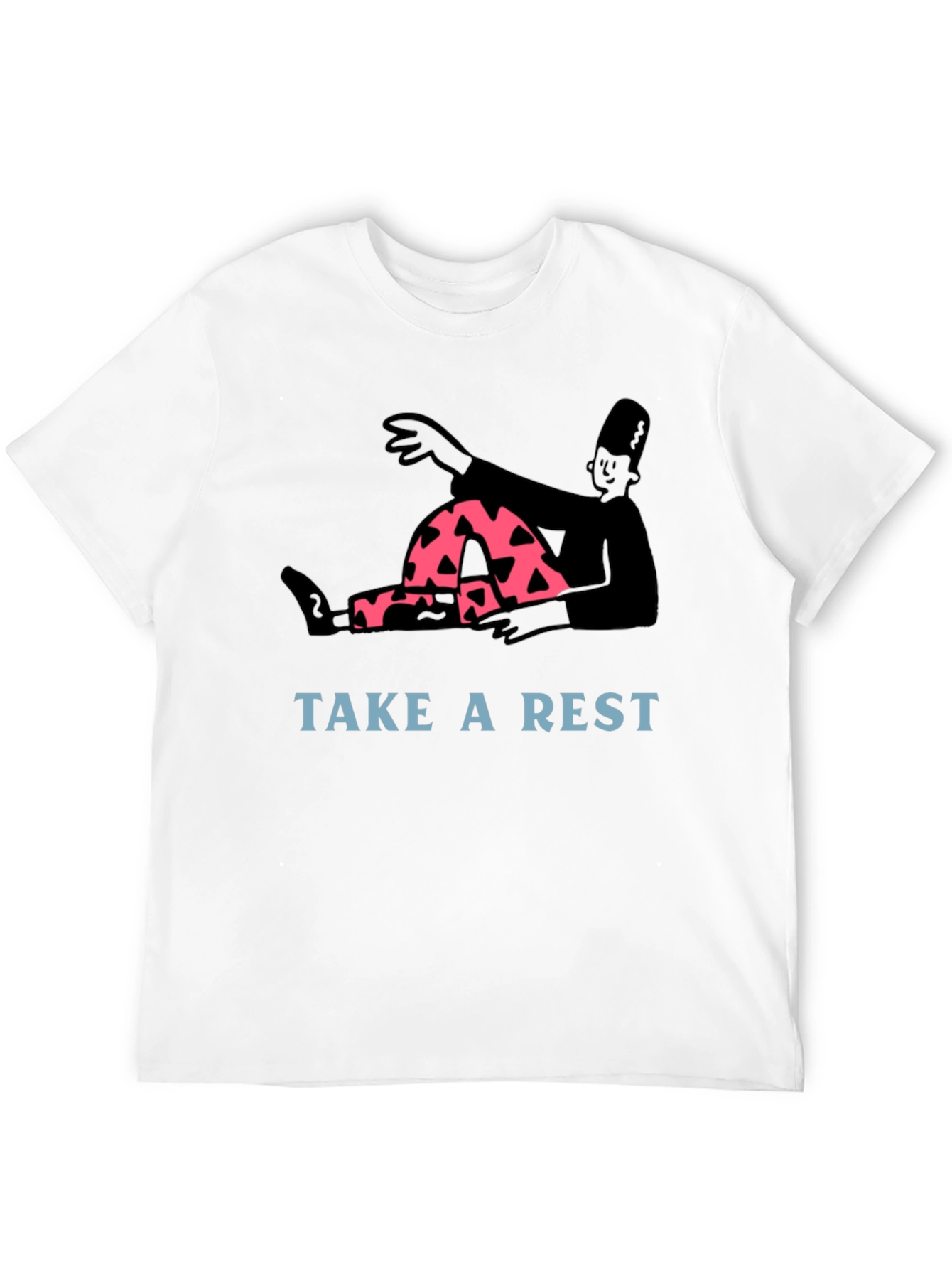 Relaxed Cartoon Graphic Tee - Take a Rest
