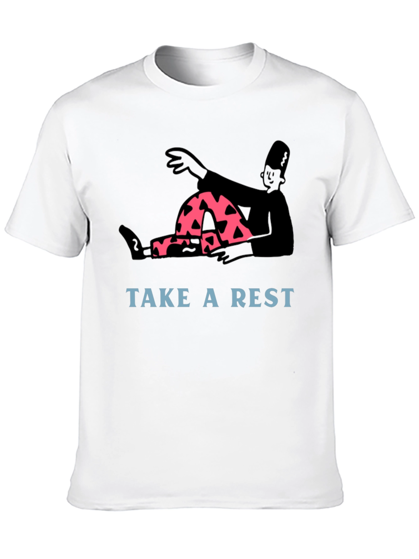 Relaxed Cartoon Graphic Tee - Take a Rest