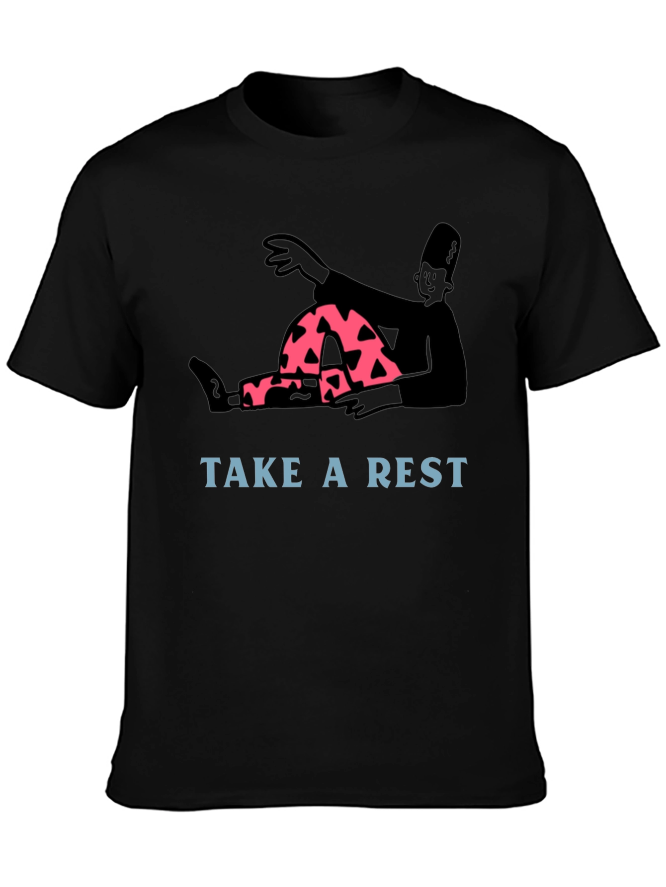 Relaxed Cartoon Graphic Tee - Take a Rest