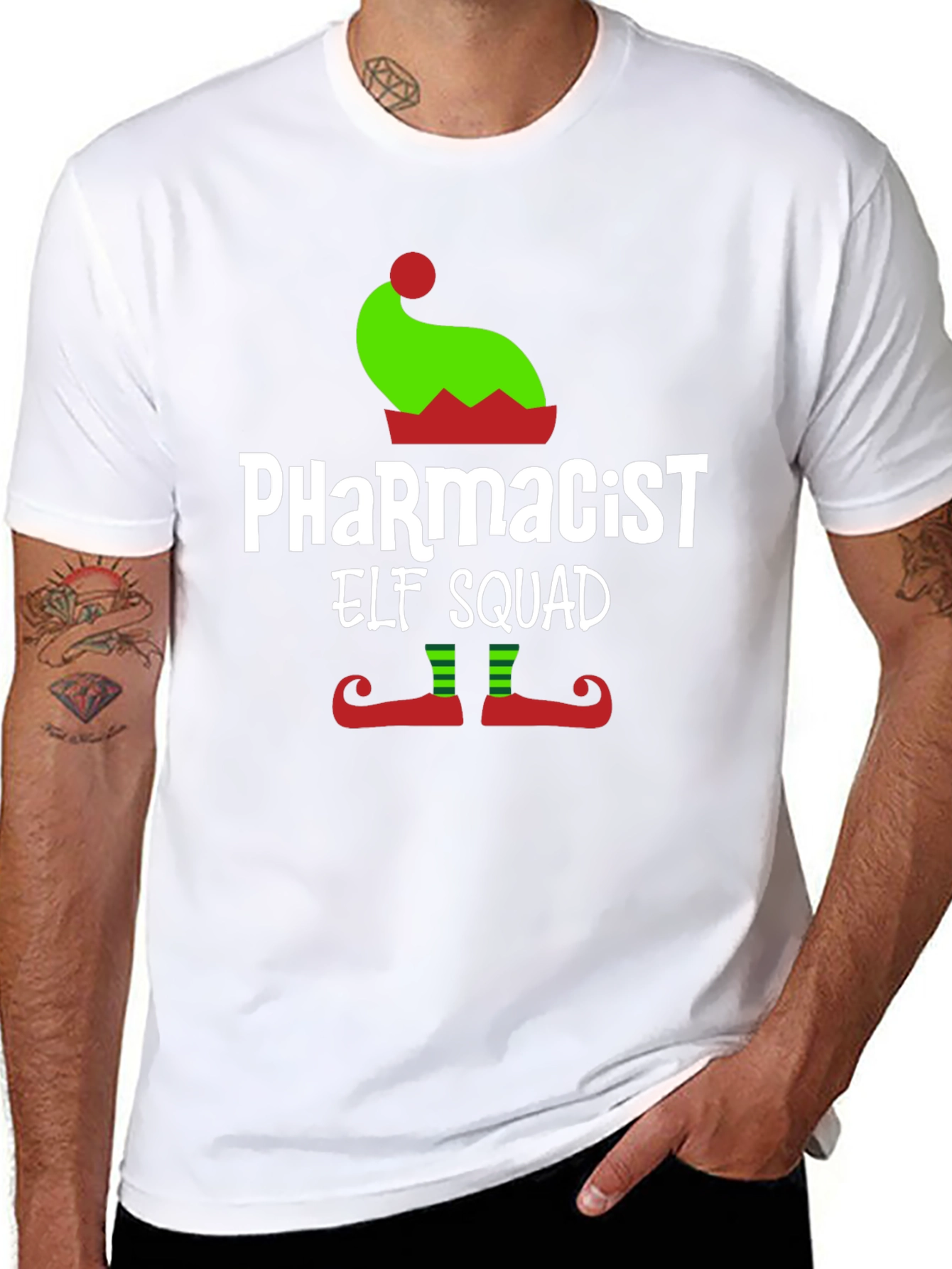 Pharmacist Elf Squad T-Shirt Christmas Tee