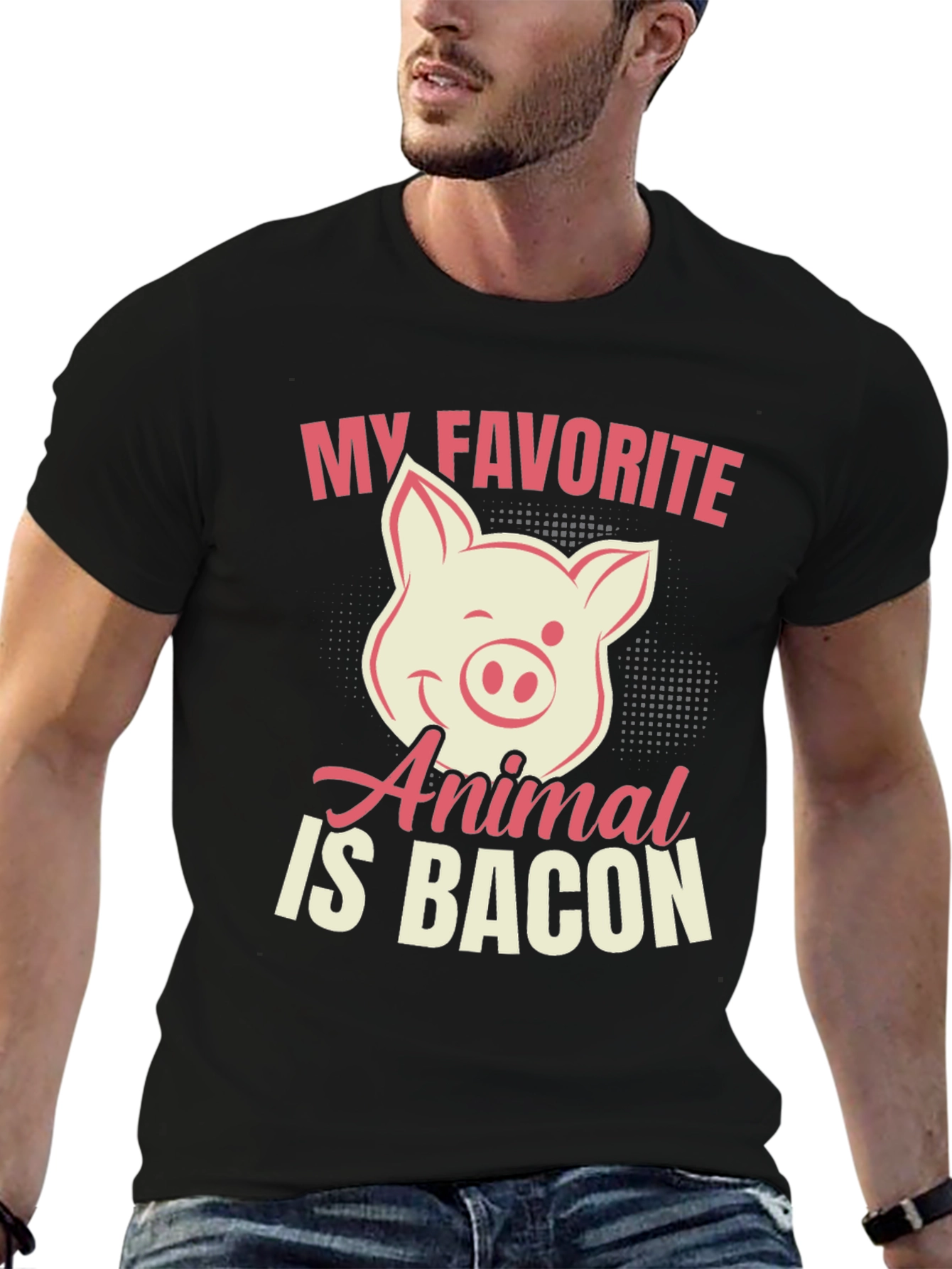 My Favorite Animal Is Bacon Pig Graphic T-Shirt