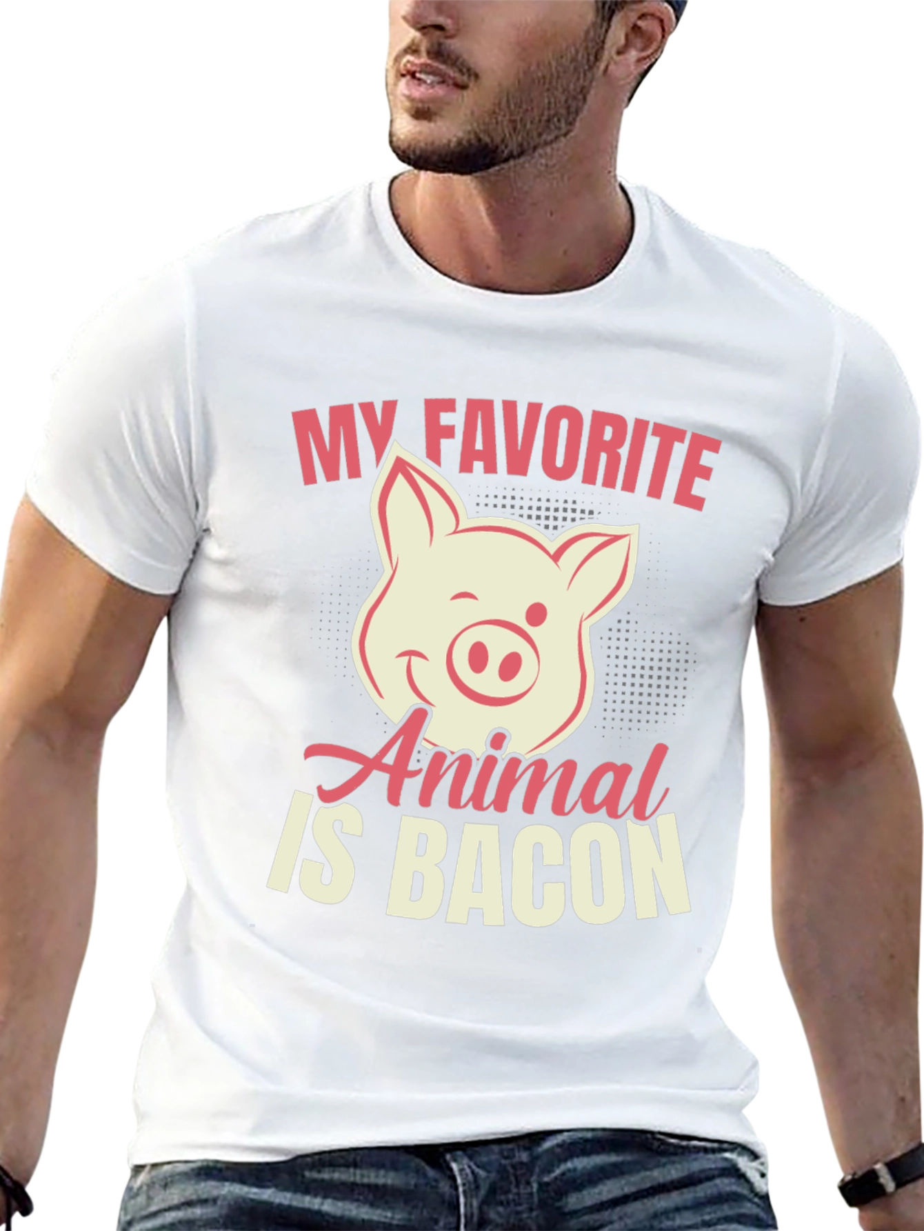 My Favorite Animal Is Bacon Pig Graphic T-Shirt