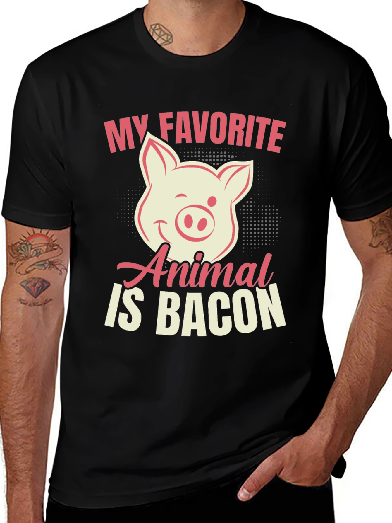 My Favorite Animal Is Bacon Pig Graphic T-Shirt