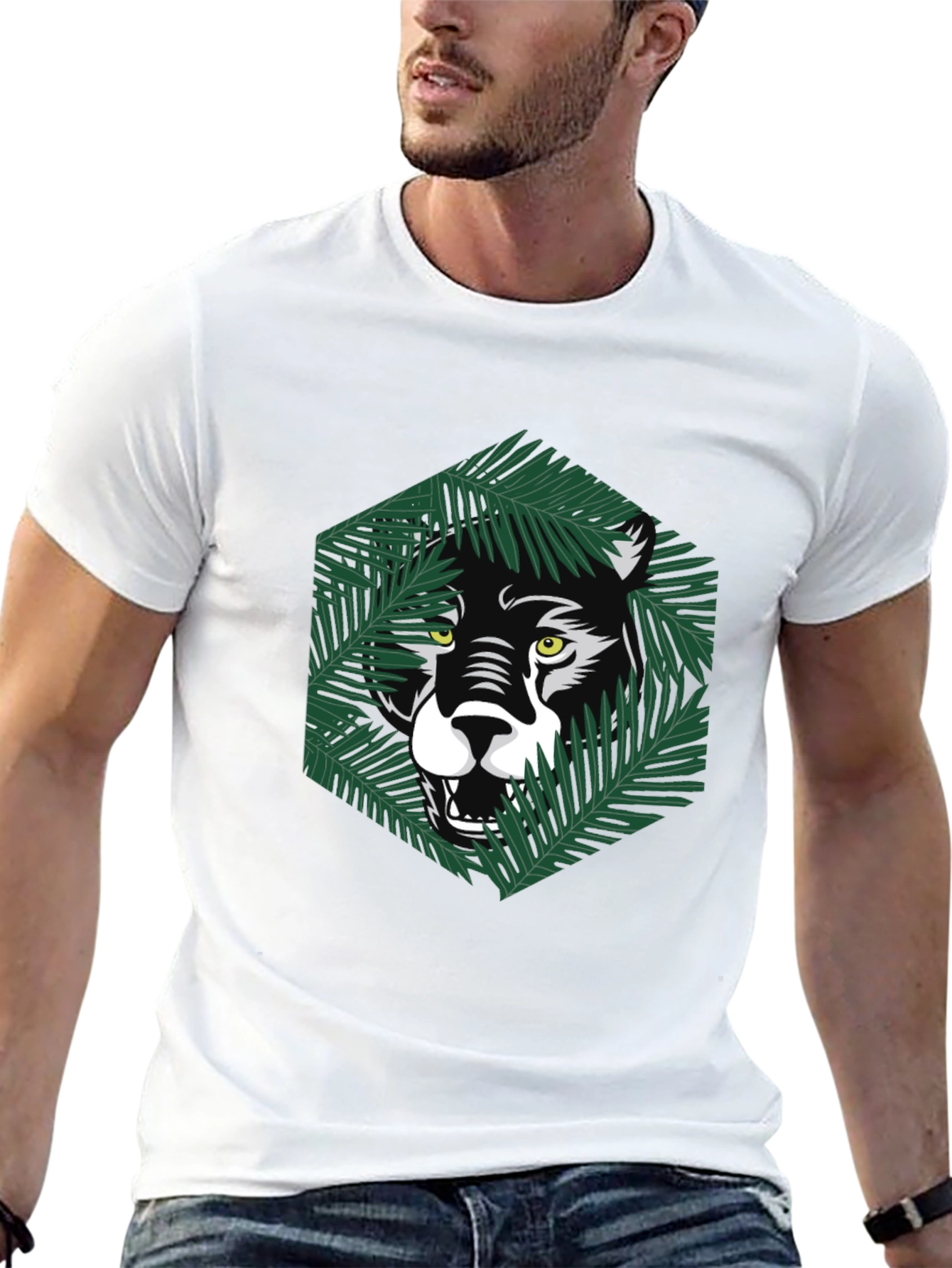 Jungle Cat Graphic Tee - Modern Mens T-Shirt