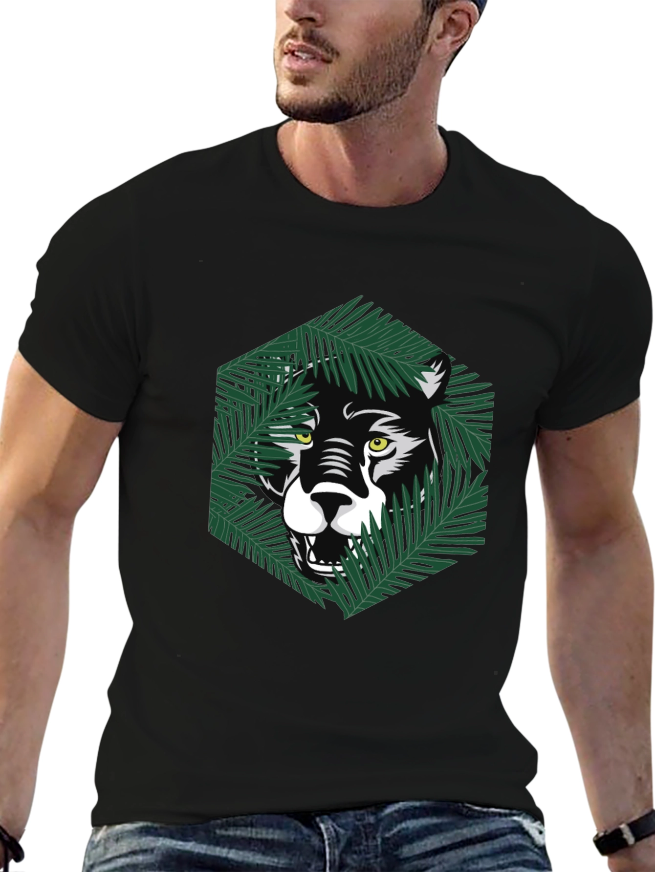 Jungle Cat Graphic Tee - Modern Mens T-Shirt