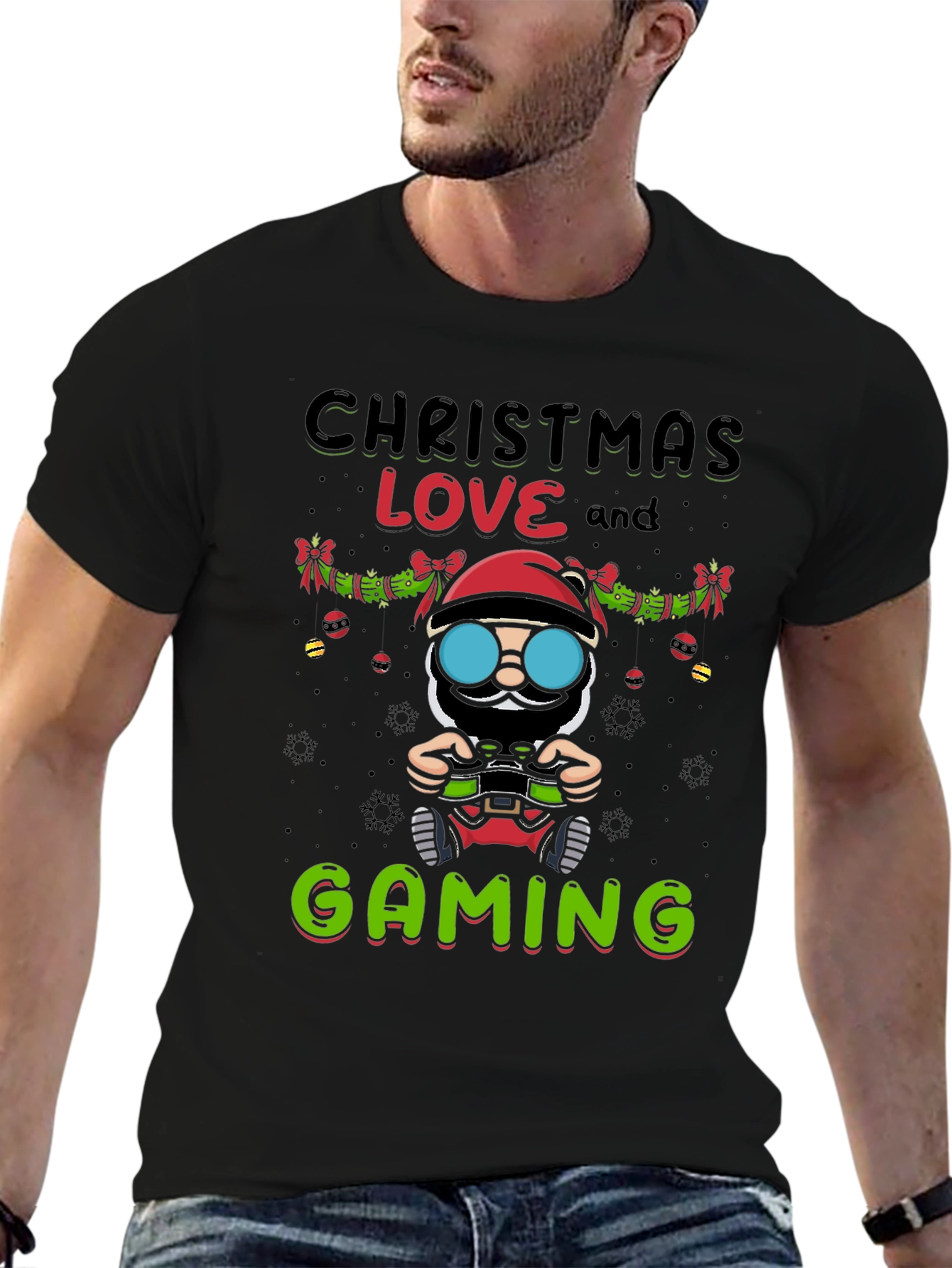 Christmas Love & Gaming T-Shirt Santa Claus Gamer Tee