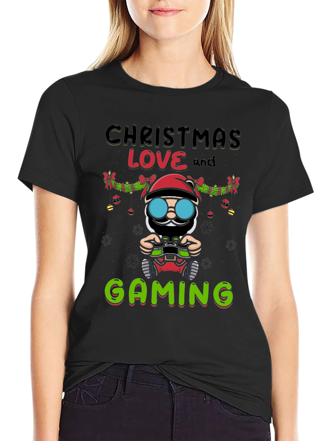 Christmas Love & Gaming T-Shirt Santa Claus Gamer Tee