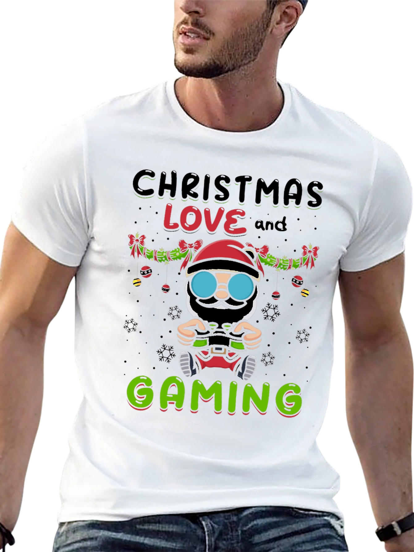 Christmas Love & Gaming T-Shirt Santa Claus Gamer Tee