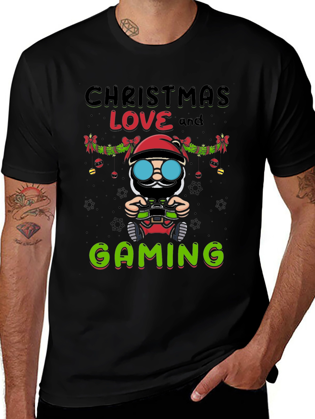 Christmas Love & Gaming T-Shirt Santa Claus Gamer Tee