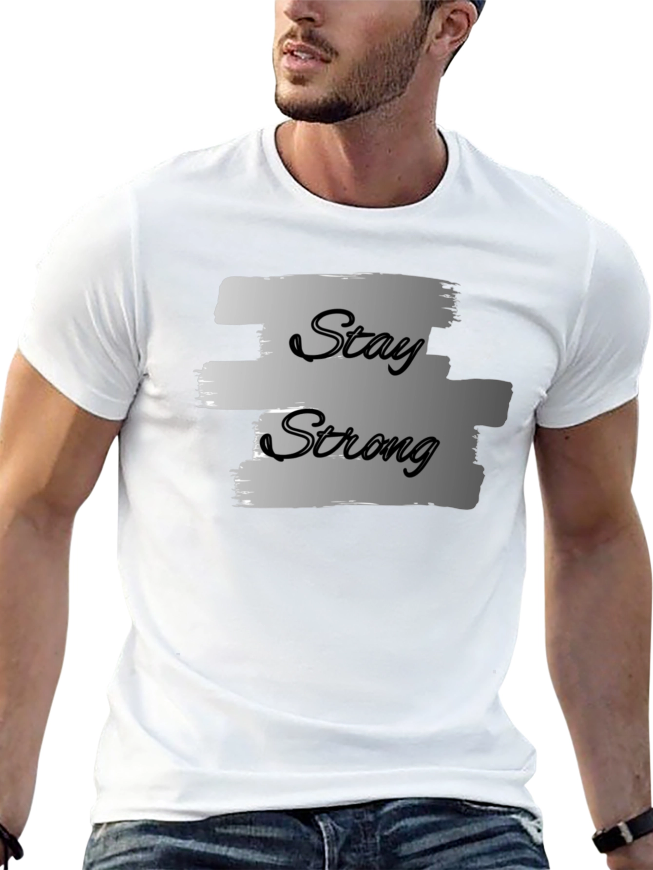 Stay Strong Graphic Print Black T-Shirt