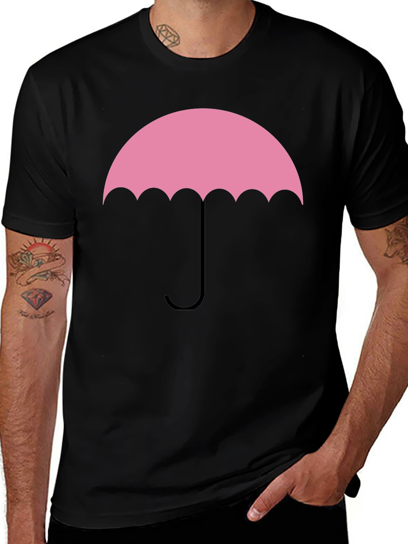 Pink Umbrella Graphic Tee - Stylish Cotton T-Shirt