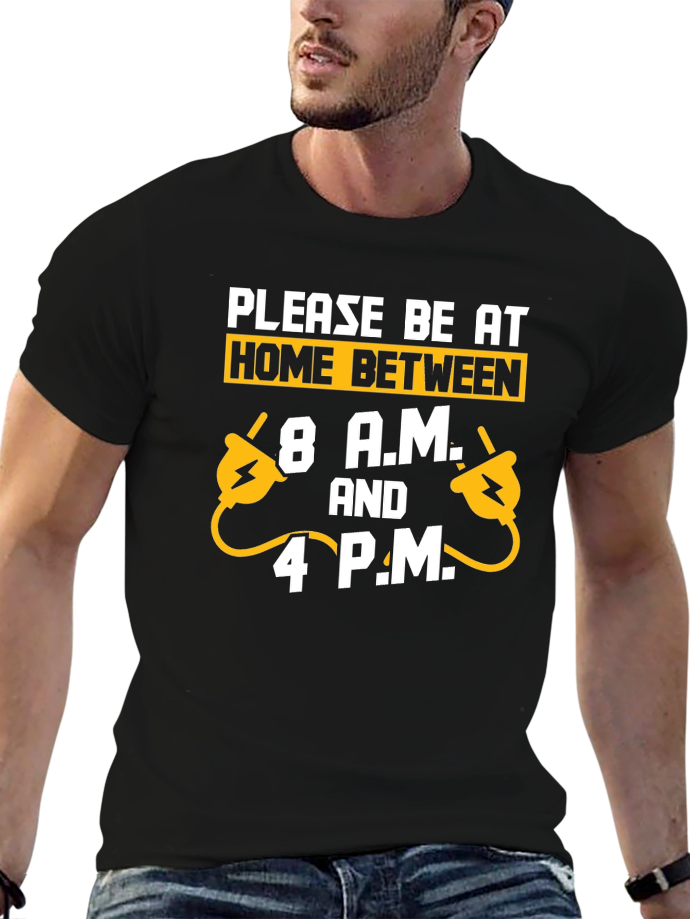 Funny Electrician Please Be Home Mens Black T-Shirt