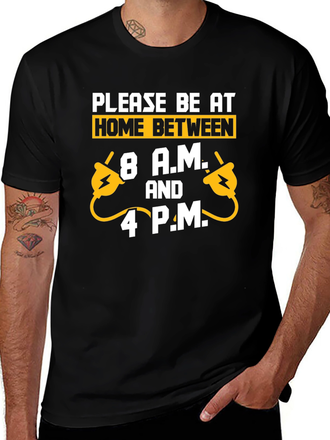 Funny Electrician Please Be Home Mens Black T-Shirt