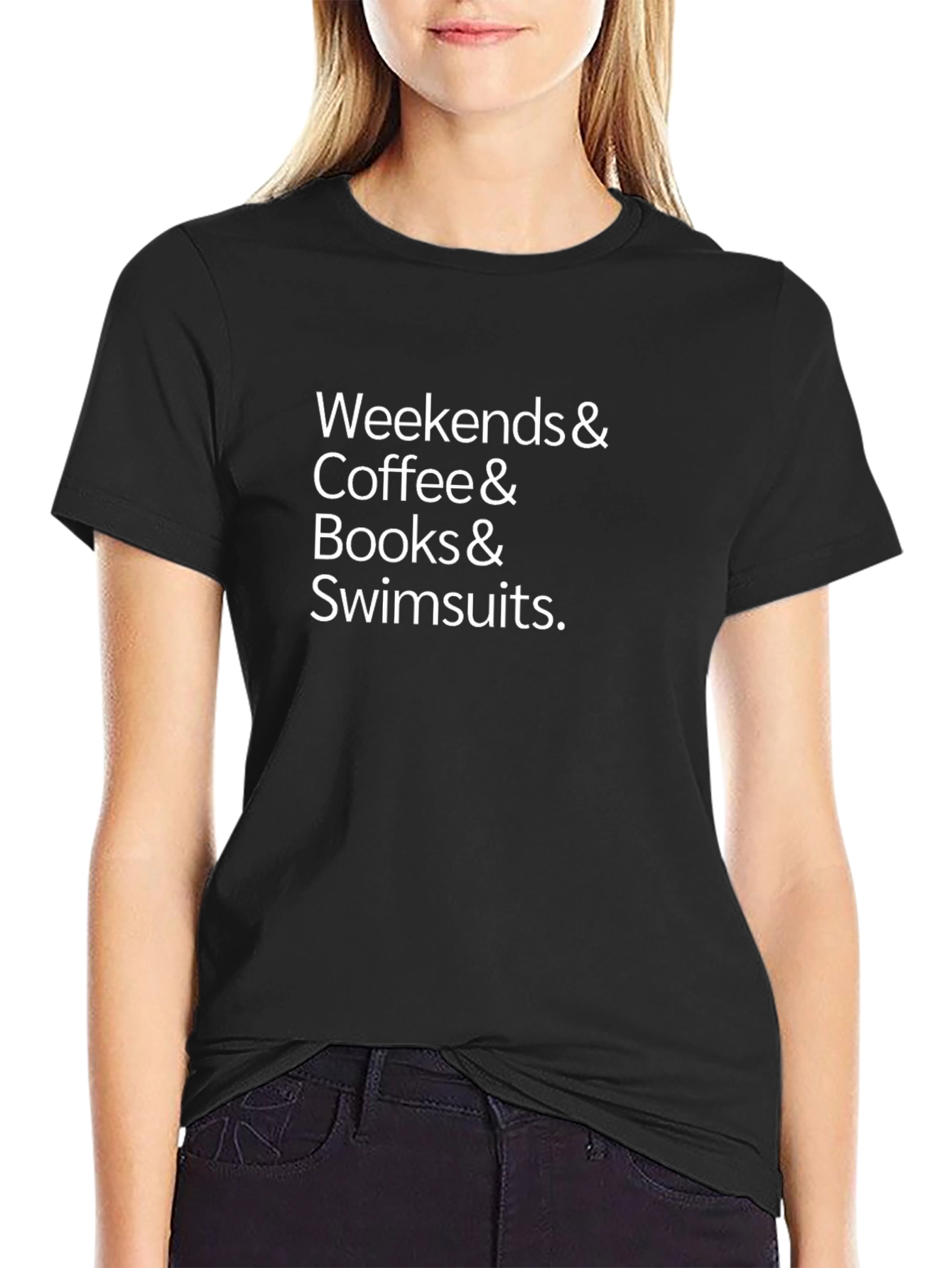 Weekends Coffee Books Swimsuits Black T-Shirt