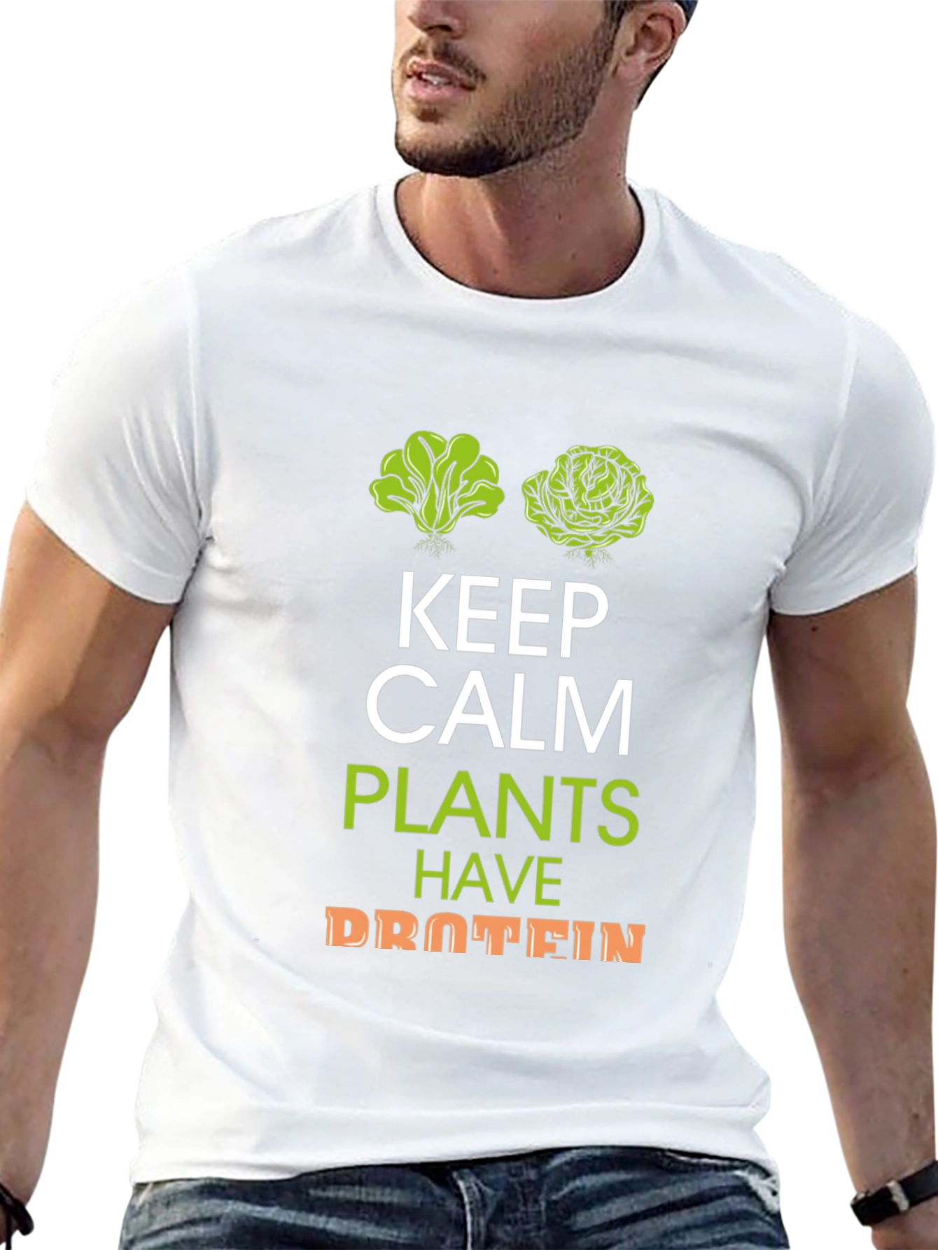 Keep Calm Plants Have Protein T-Shirt - Vegan Tee