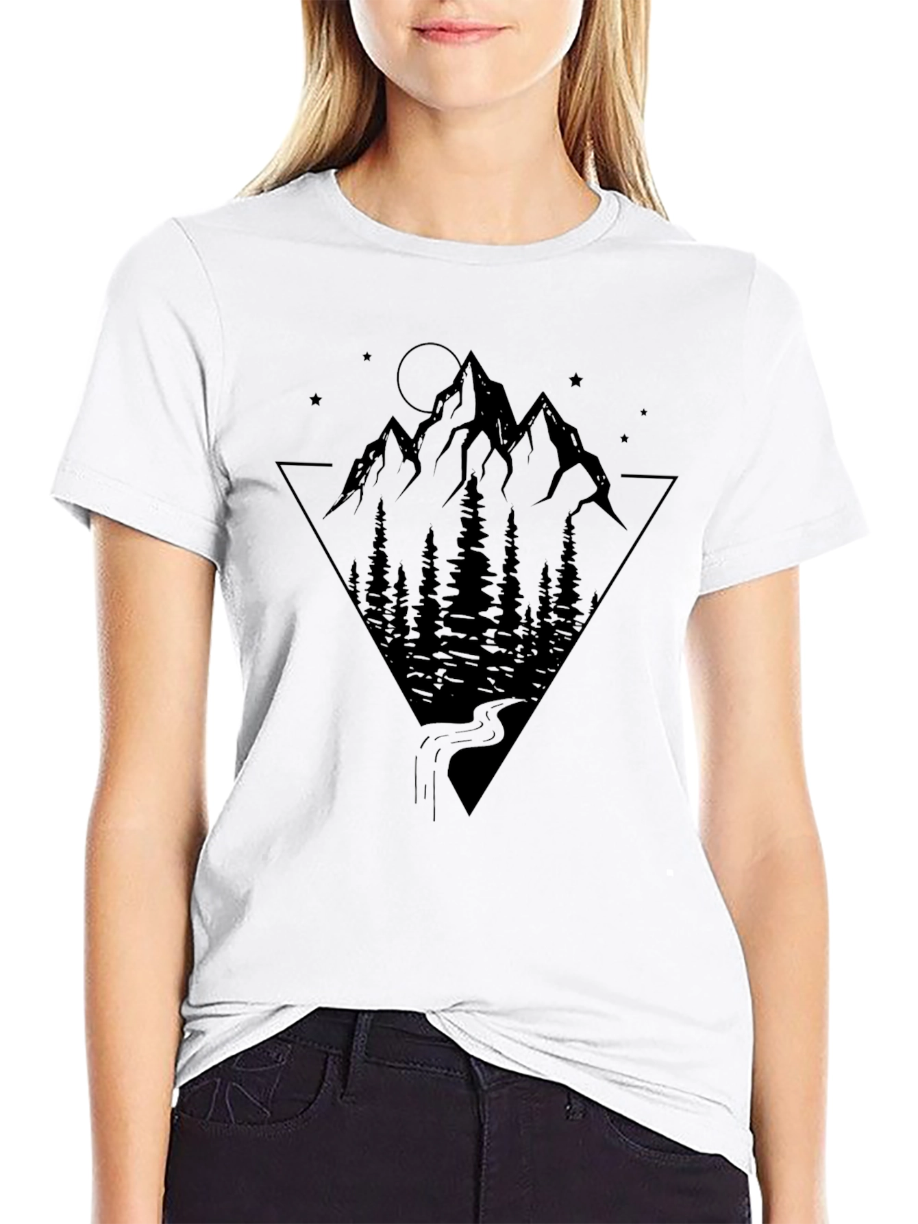 Mountain Scene Graphic Print Tee - Nature Inspired Design