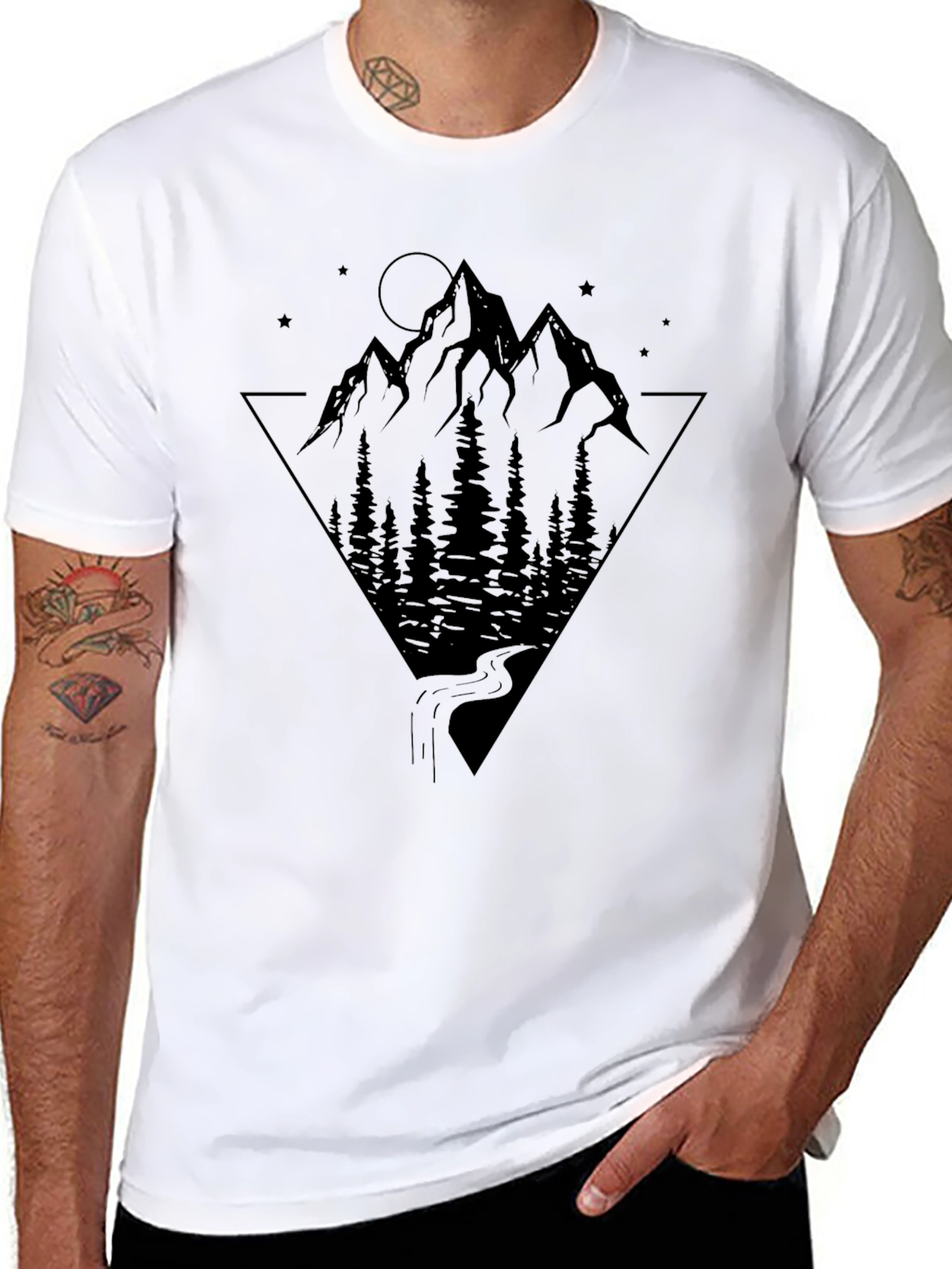 Mountain Scene Graphic Print Tee - Nature Inspired Design