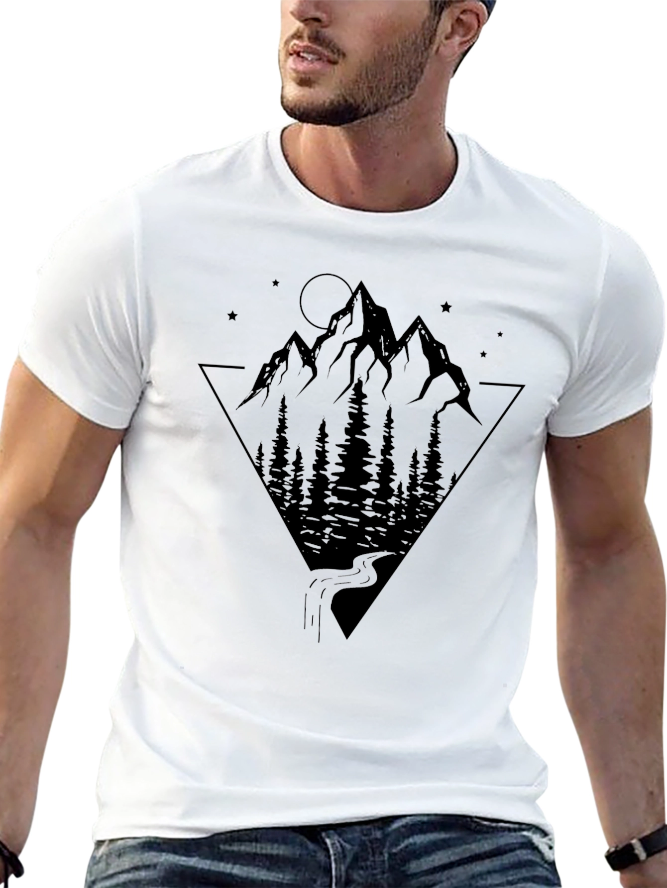 Mountain Scene Graphic Print Tee - Nature Inspired Design
