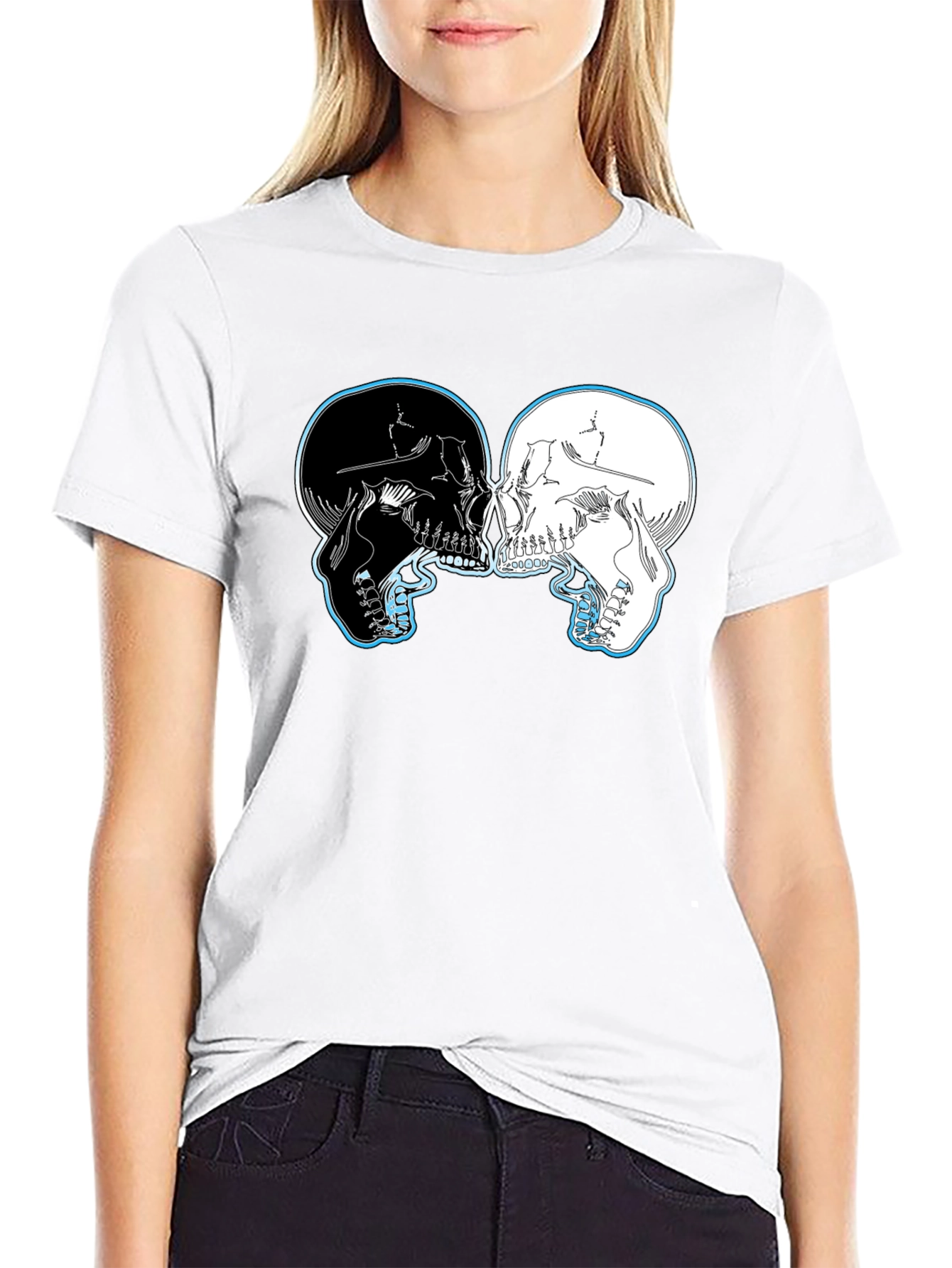 Yin Yang Skulls Graphic T-Shirt