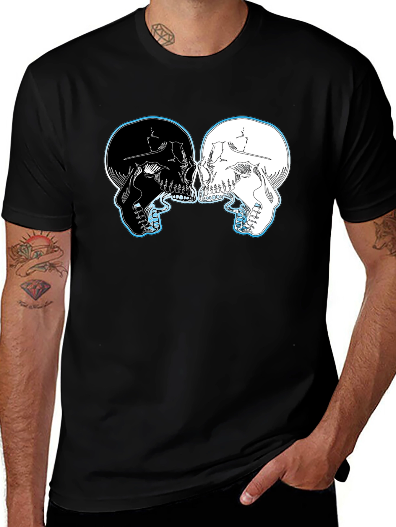 Yin Yang Skulls Graphic T-Shirt