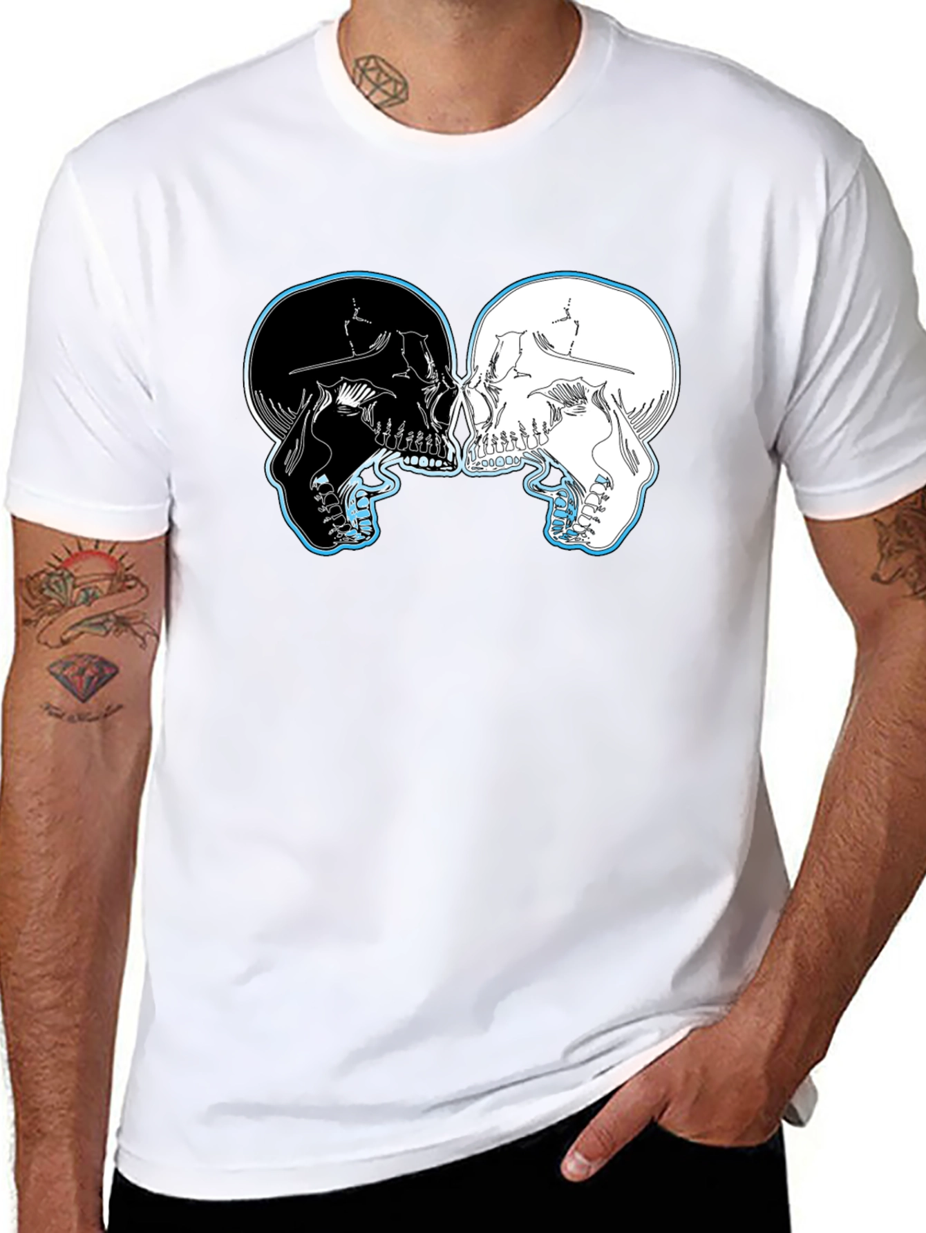 Yin Yang Skulls Graphic T-Shirt