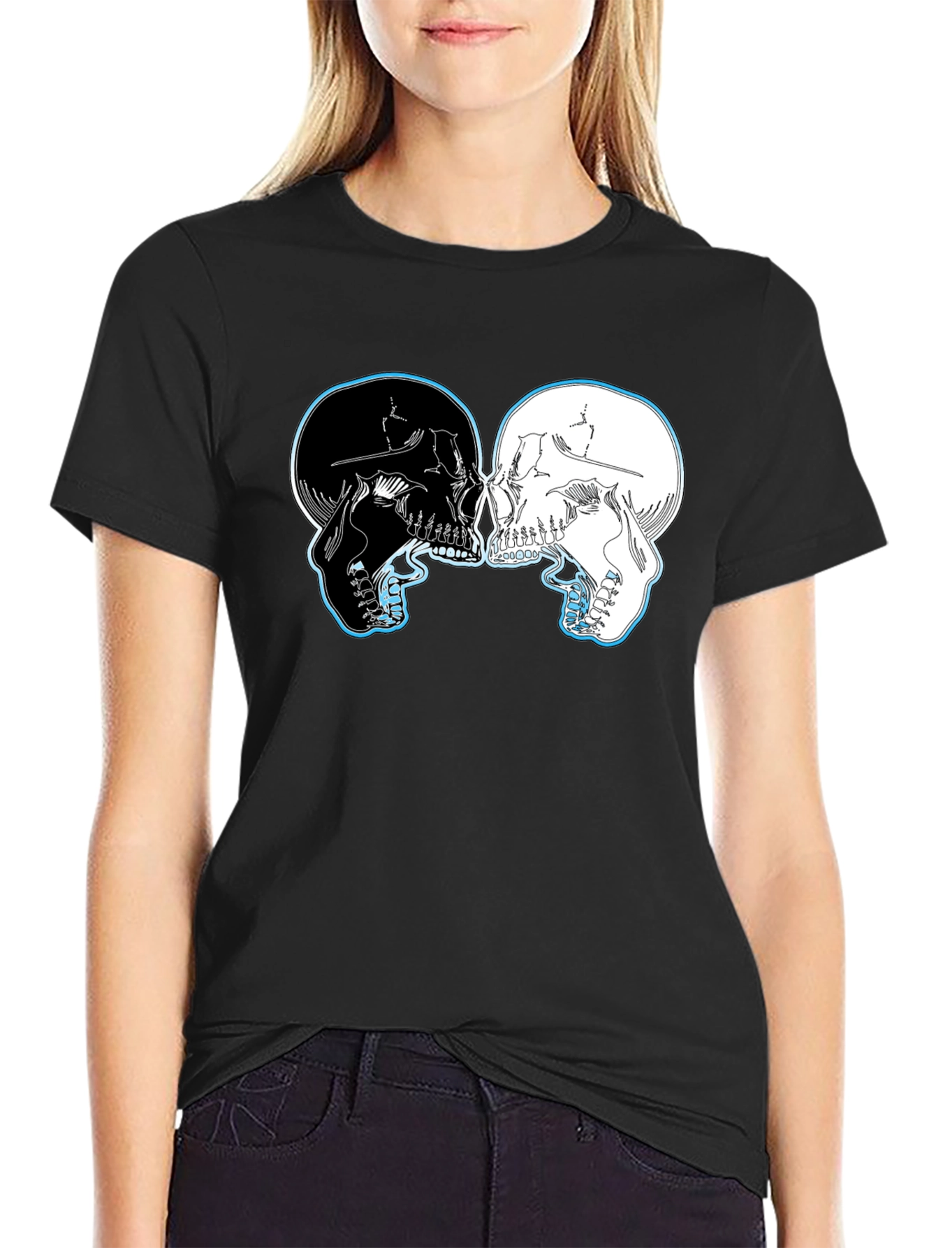 Yin Yang Skulls Graphic T-Shirt