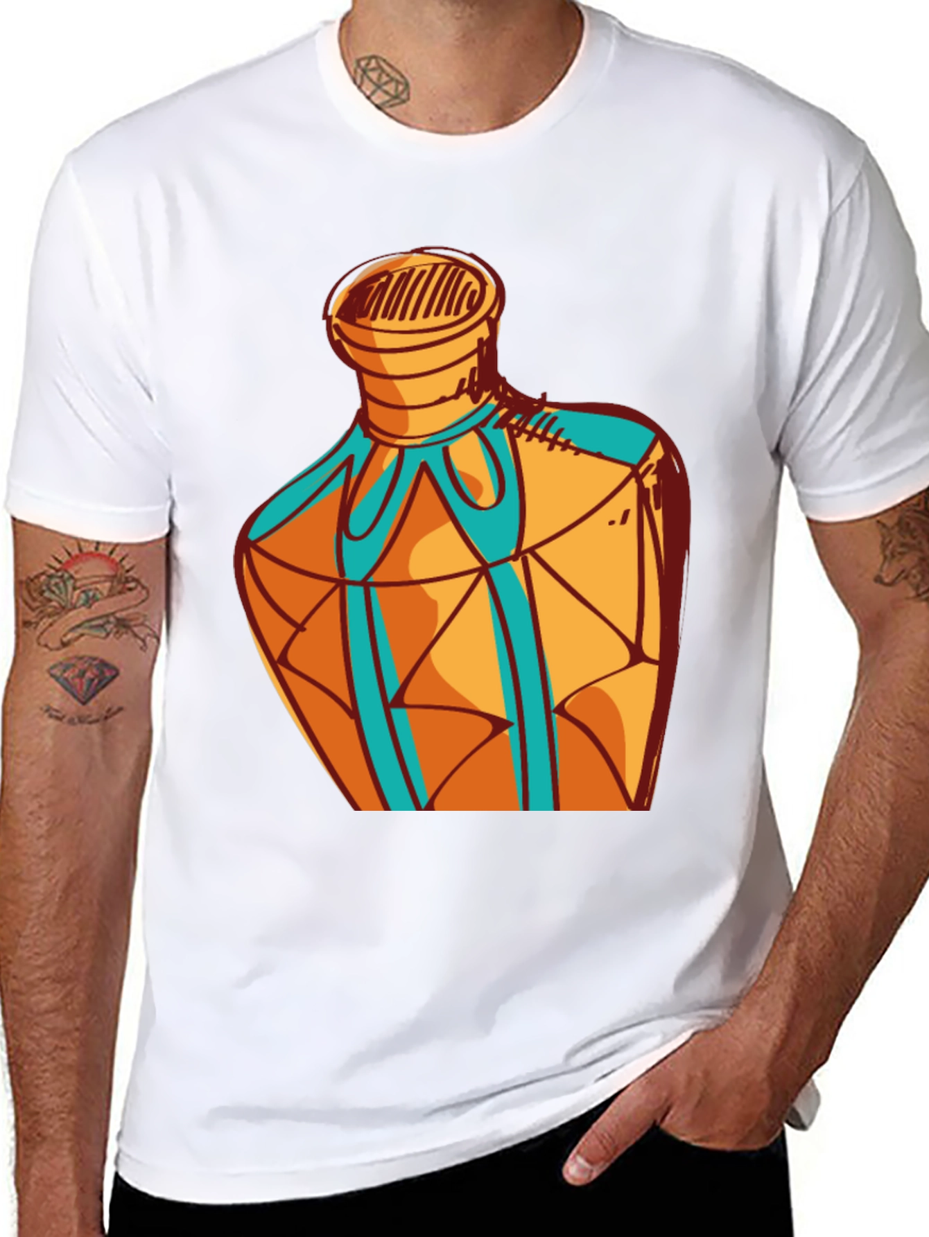 Geometric Bottle Design Graphic Tee