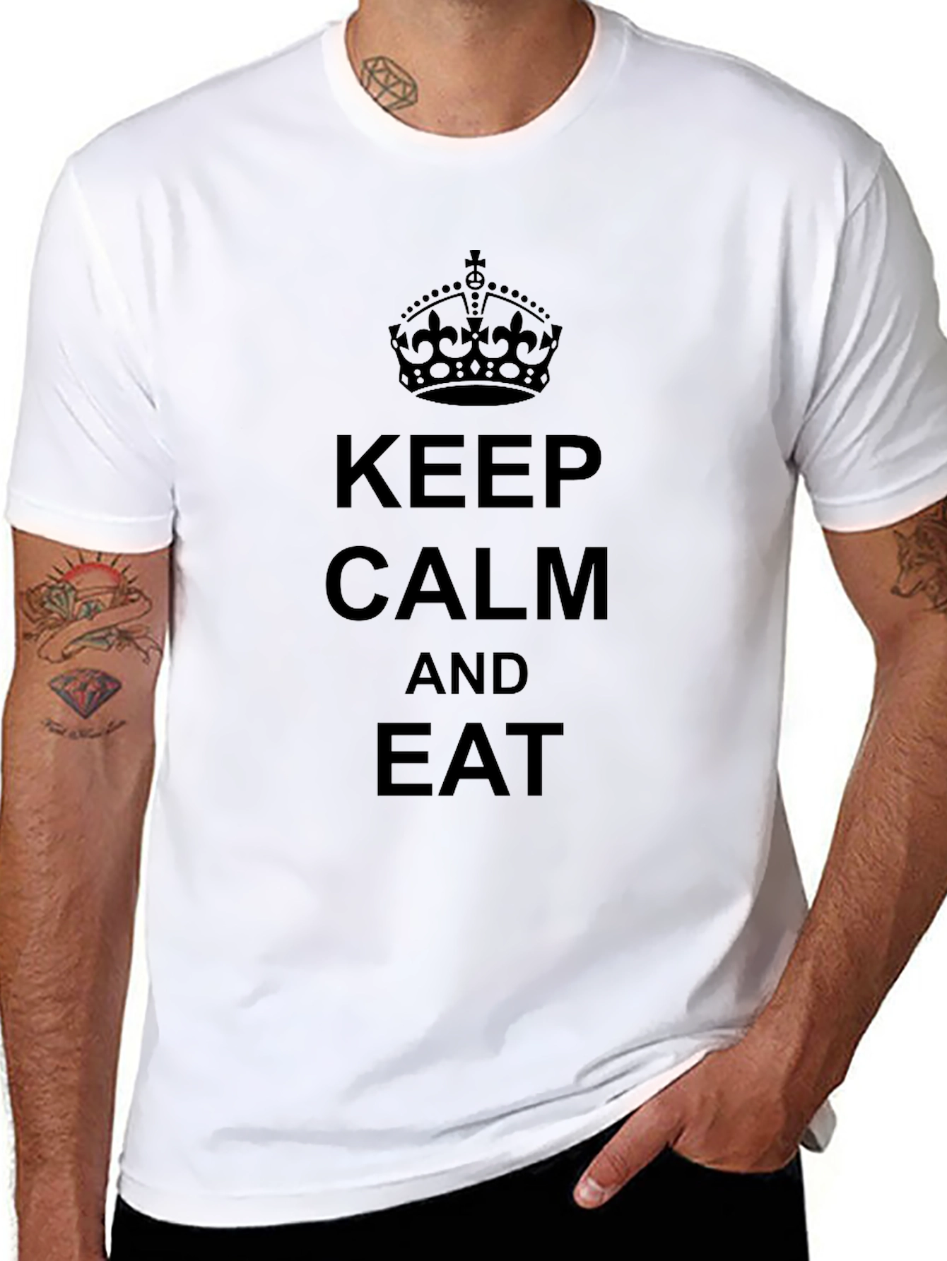 Keep Calm and Eat Black Graphic Tee
