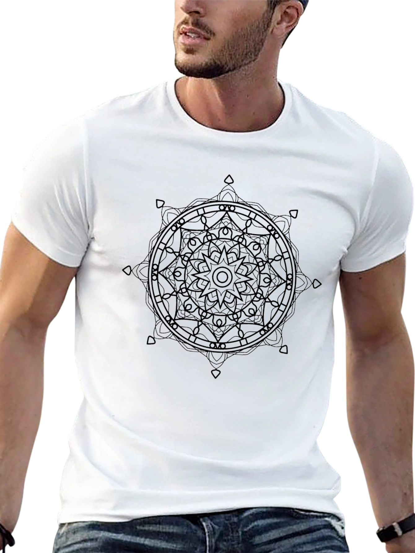 Mandala Graphic Black T-Shirt - Stylish Geometric Design
