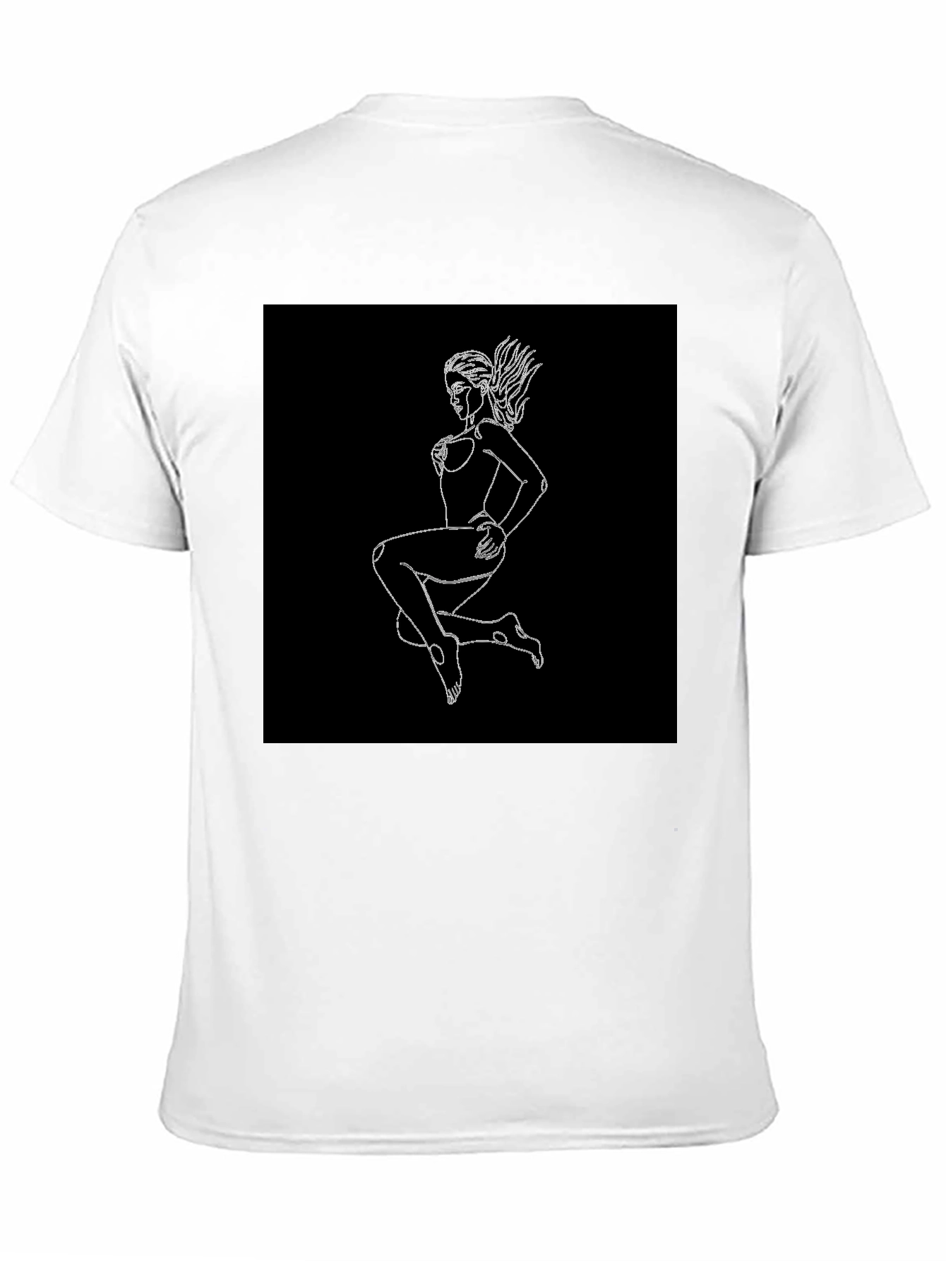 Black T-Shirt with Graphic Print - Woman Outline