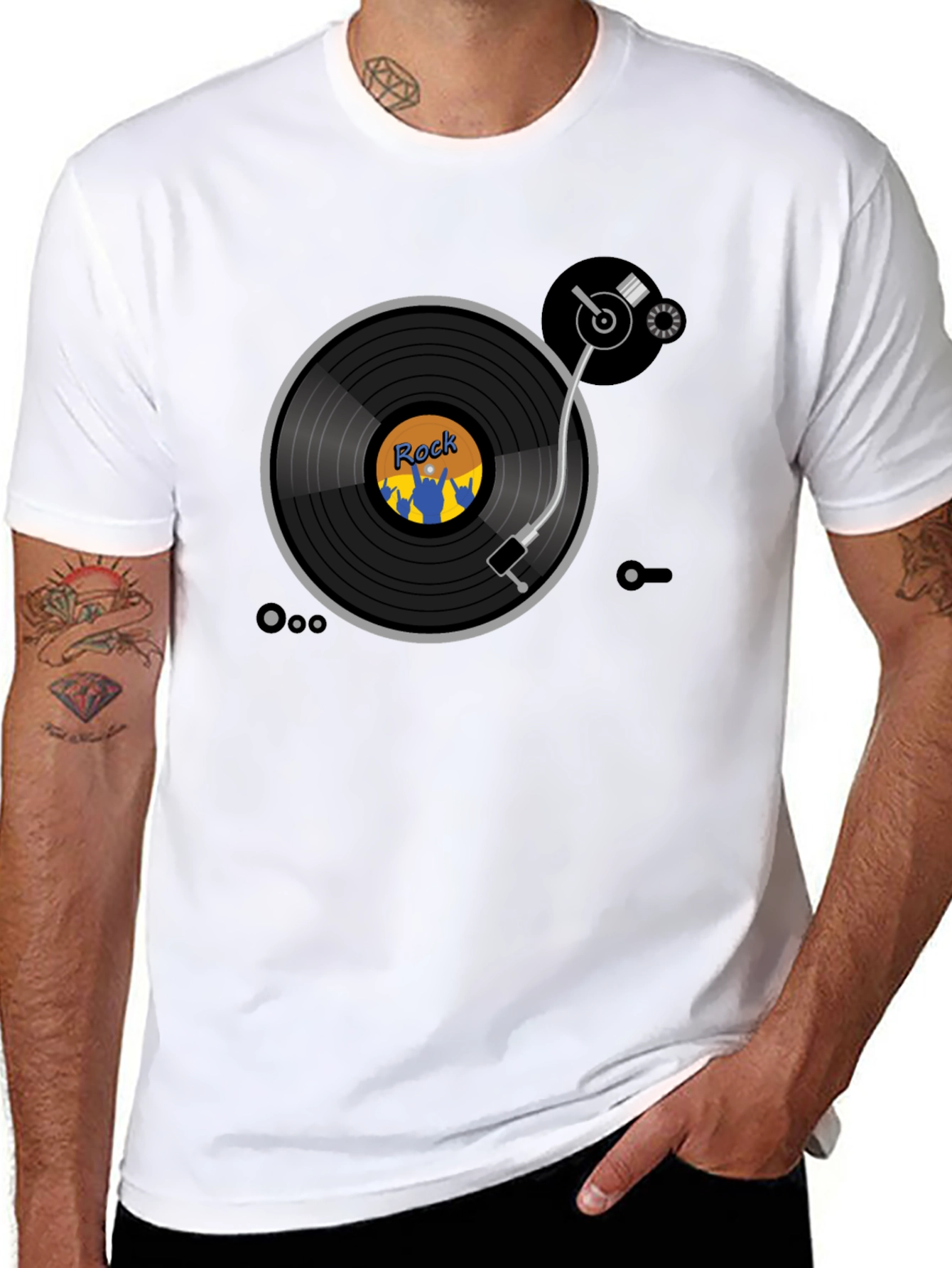 Rock Music Turntable T-Shirt - Retro Vinyl Design